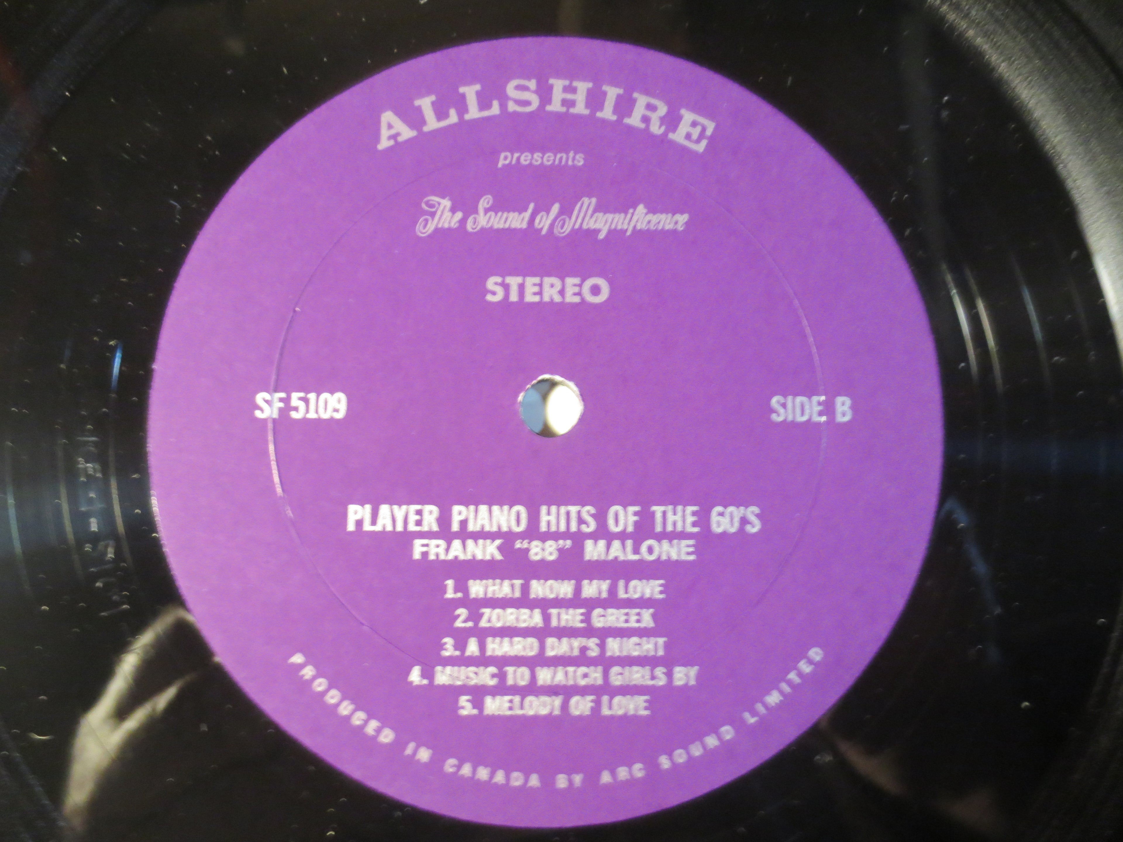 Frank Malone – Player Piano Hits (1965) Vinyl LP