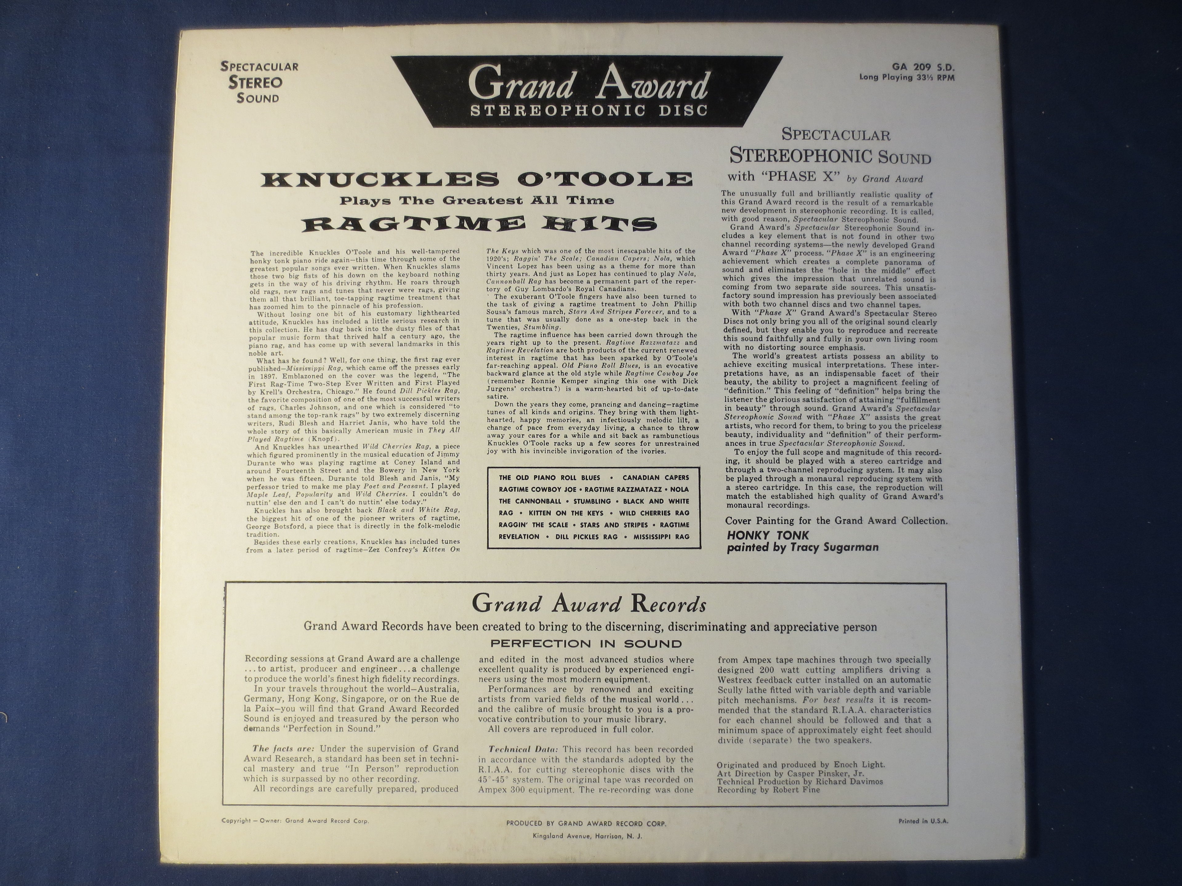 Knuckles O'Toole – Greatest All-Time Ragtime Hits (1955) Vinyl LP