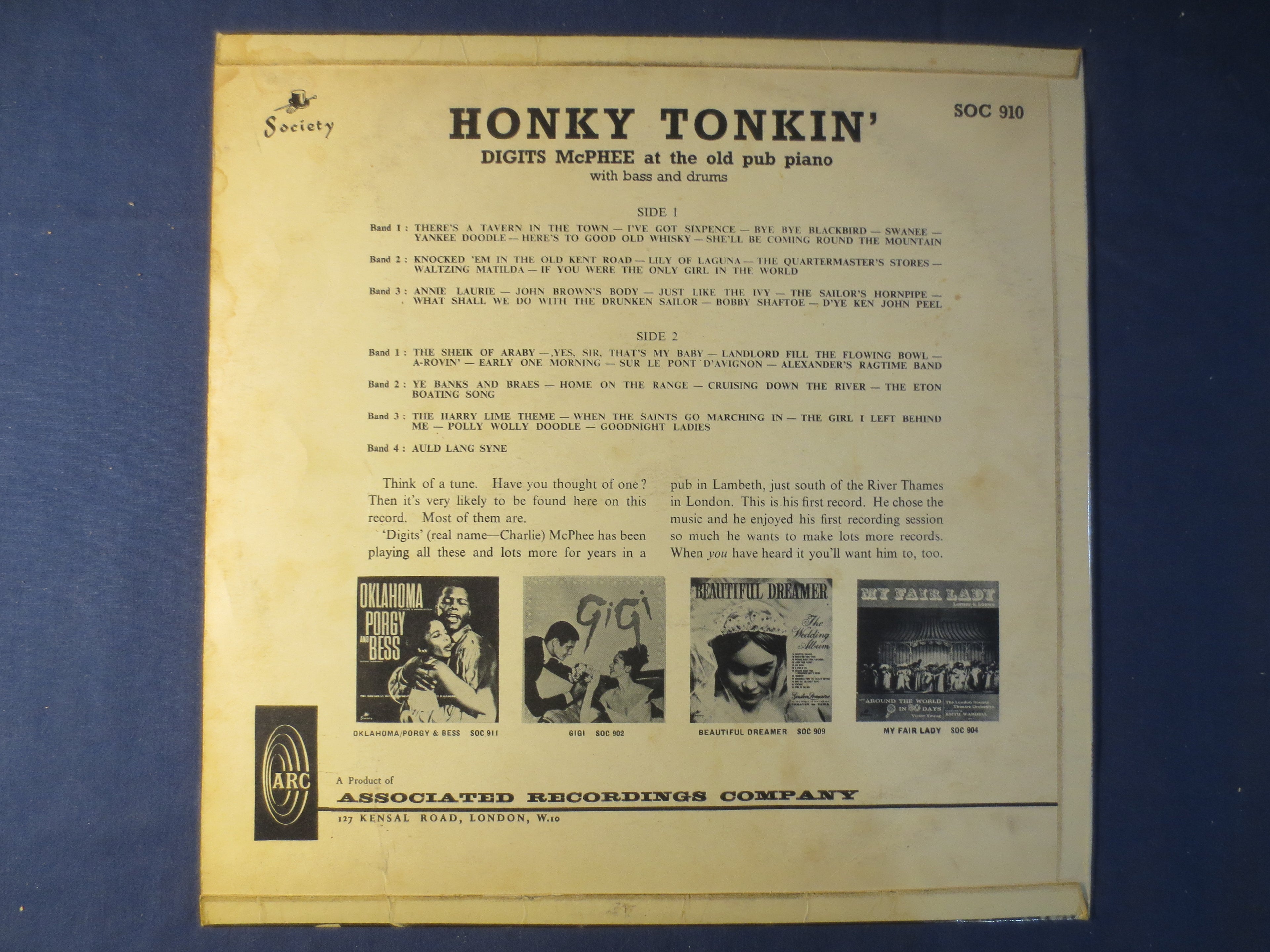 Digits McPhee – Honky Tonkin' with Digits McPhee (1963) Vinyl LP