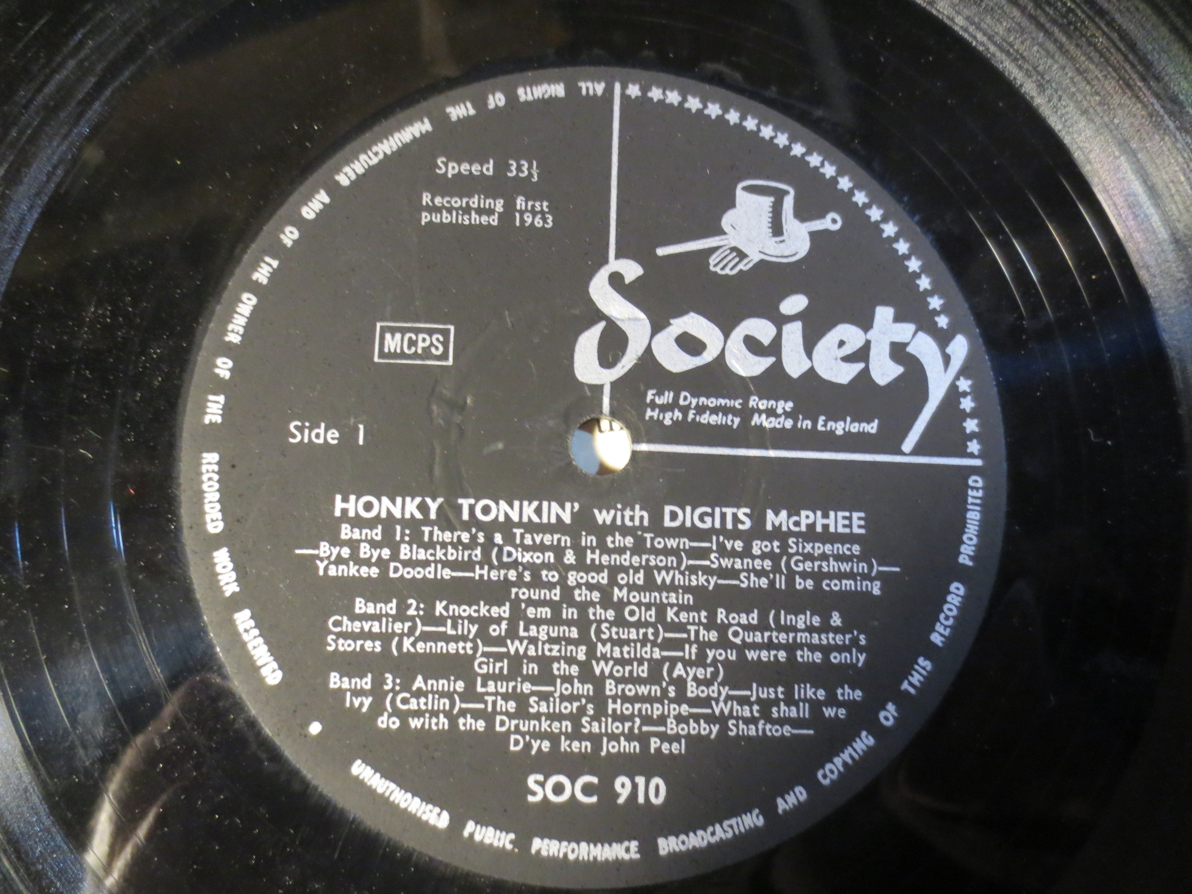 Digits McPhee – Honky Tonkin' with Digits McPhee (1963) Vinyl LP