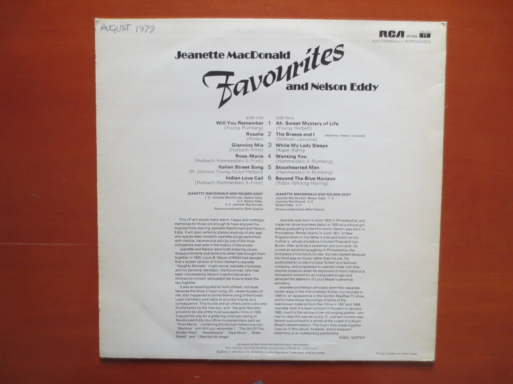 Jeanette MacDonald & Nelson Eddy (1976) Vinyl LP