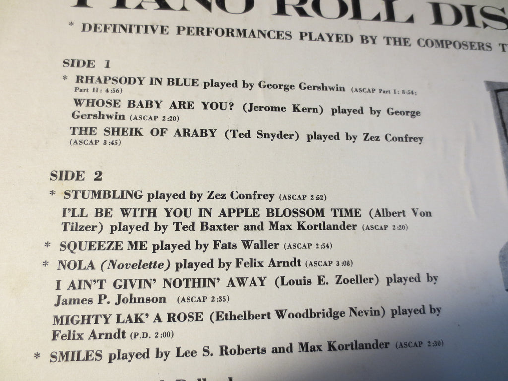 Piano Roll Discoveries (1959) Vinyl LP