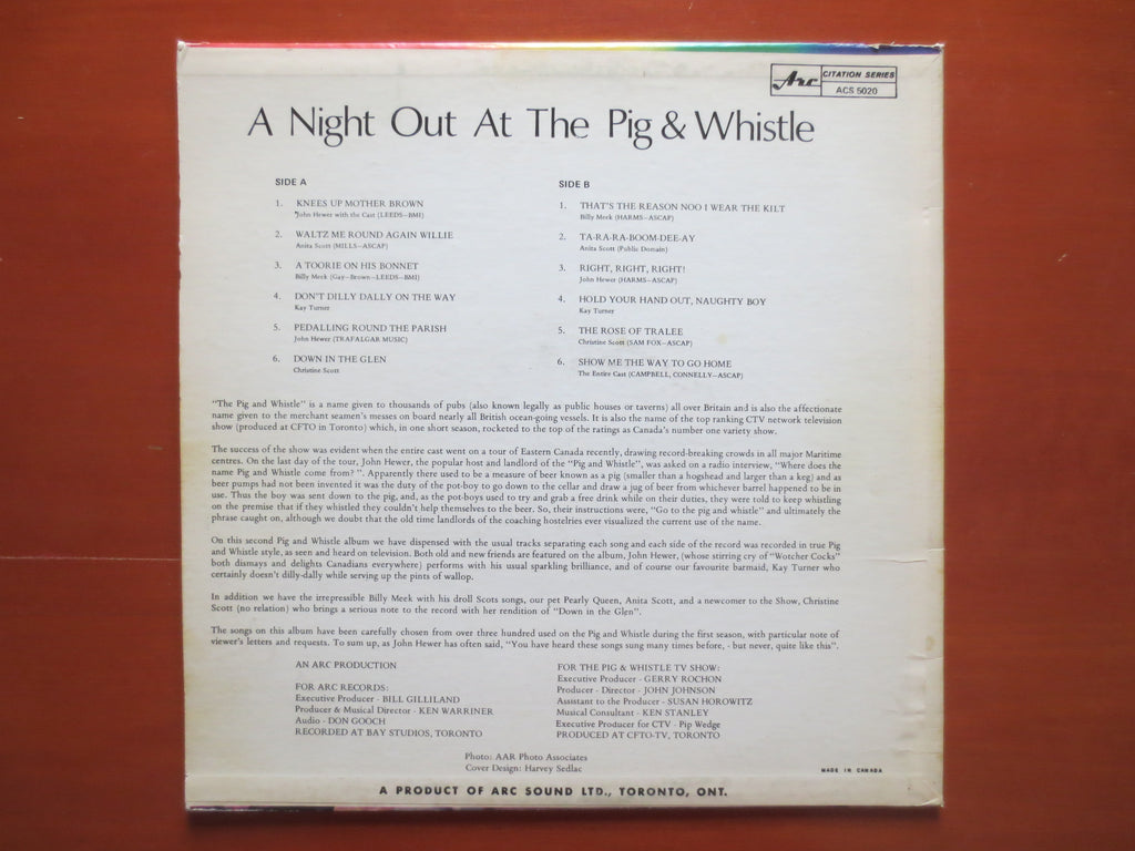 Pig and Whistle – Ragtime & Fiddle Sing-Along (1967) Vinyl LP