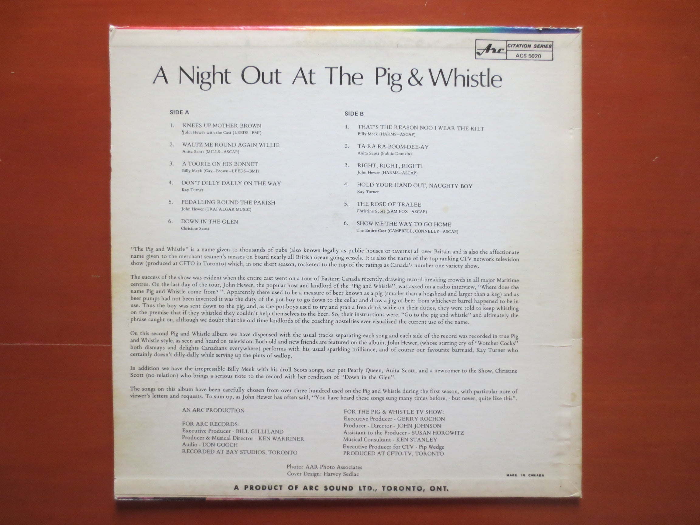 Pig and Whistle – Ragtime & Fiddle Sing-Along (1967) Vinyl LP