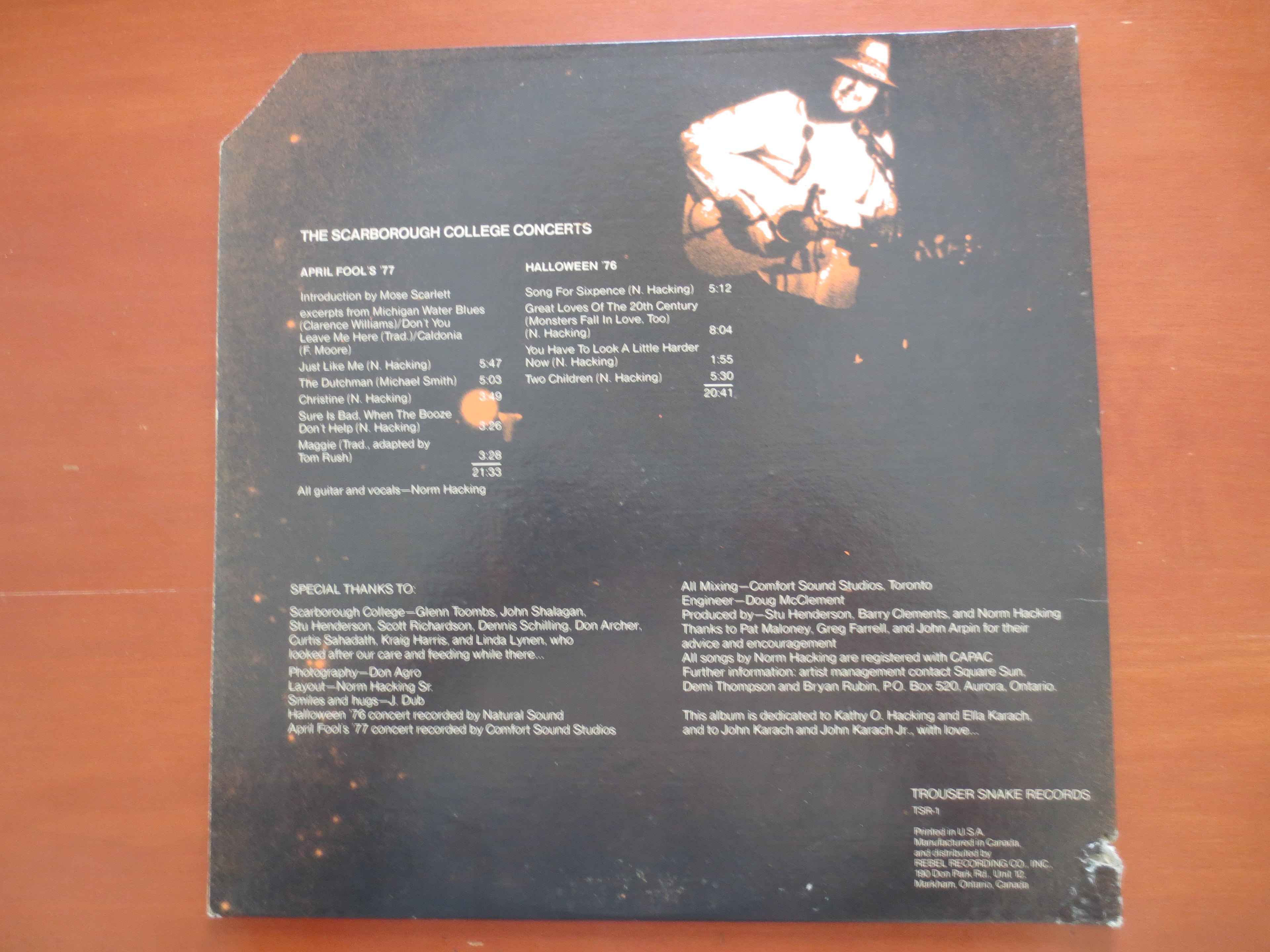 Norm Hacking – Norm Hacking Live (1977) Vinyl LP