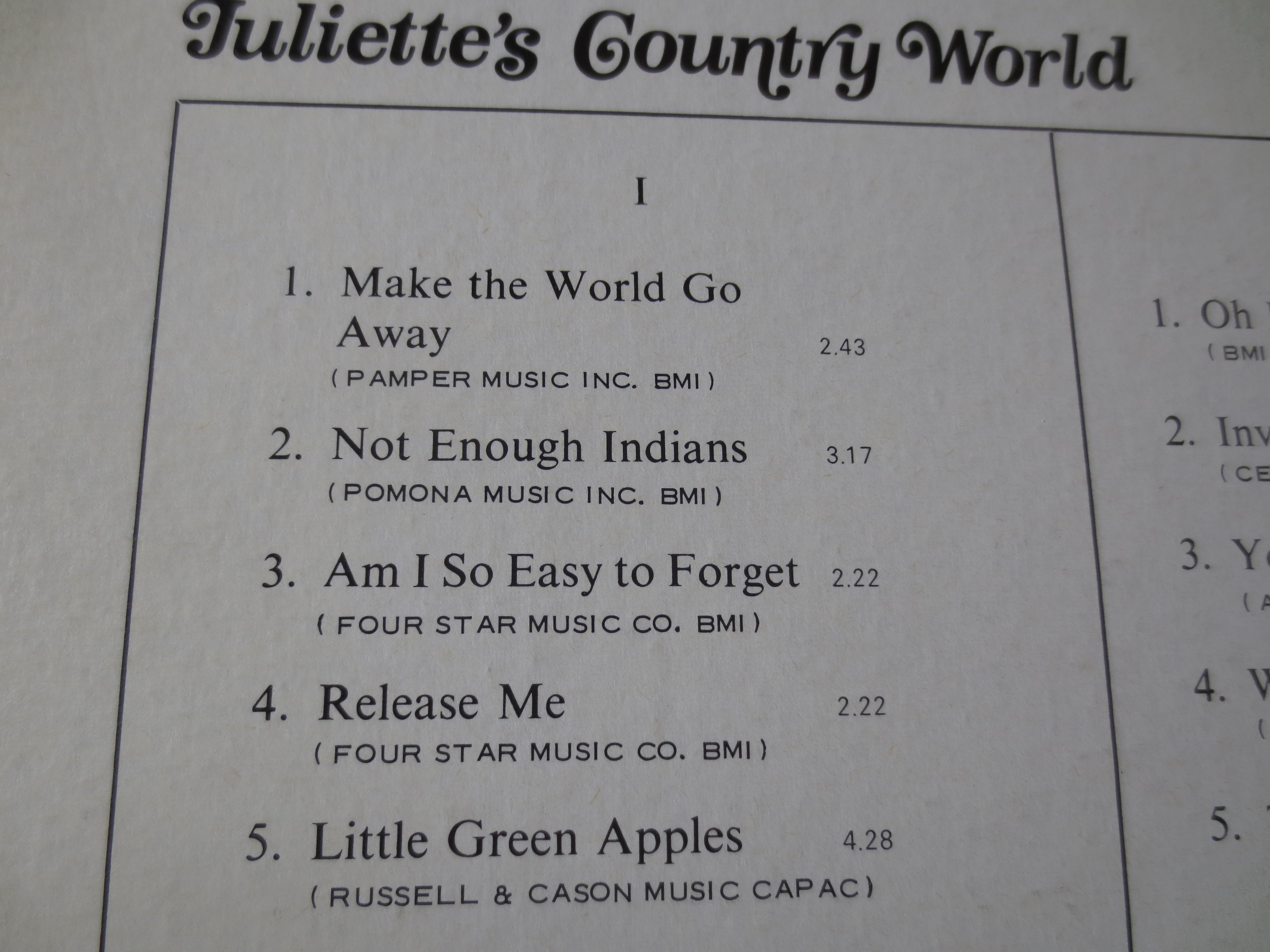 Juliette – Country World (1969) Vinyl LP