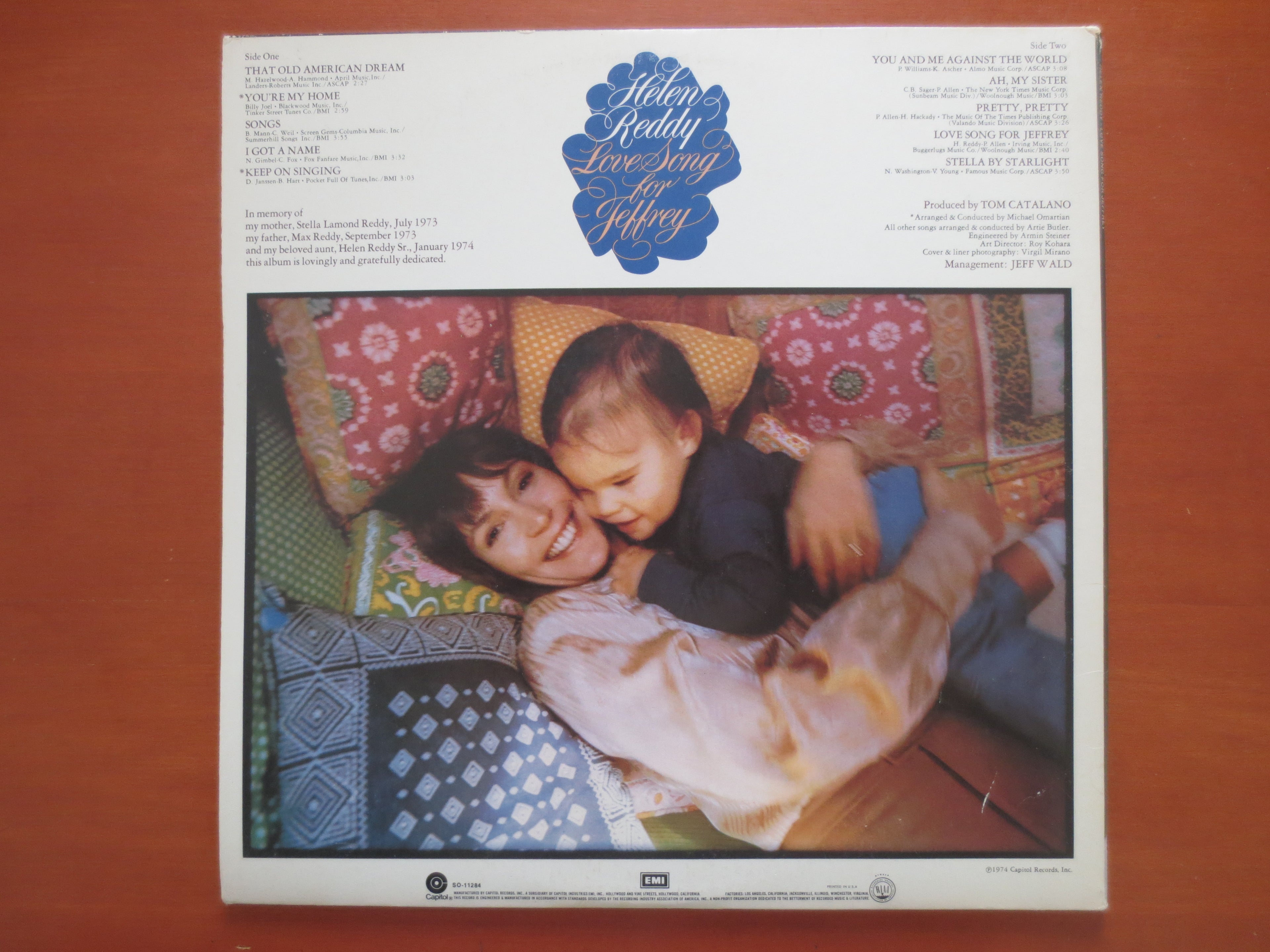 Helen Reddy – Love Song for Jeffrey (1974) Vinyl LP