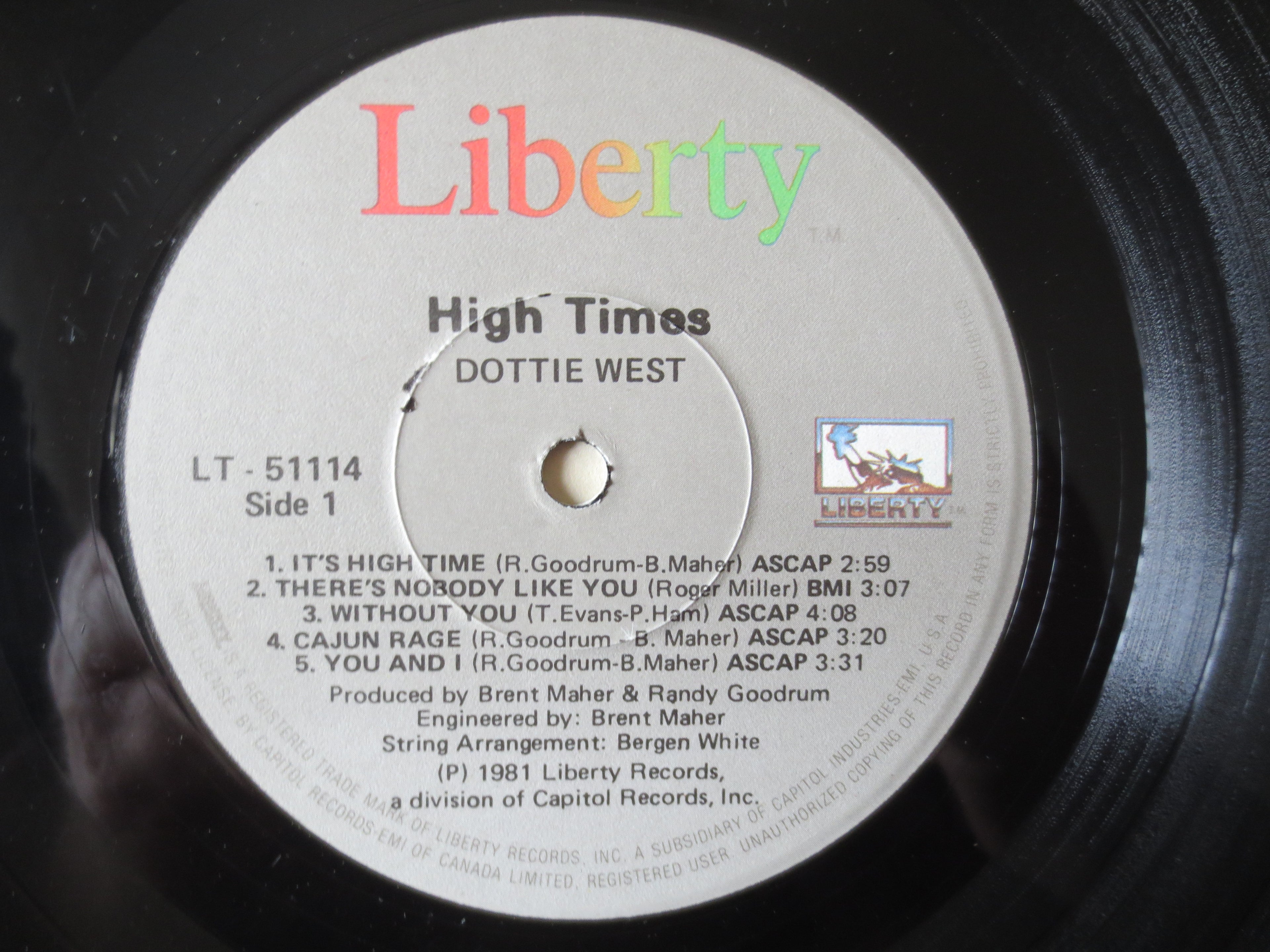 Dottie West – High Times (1981) Vinyl LP