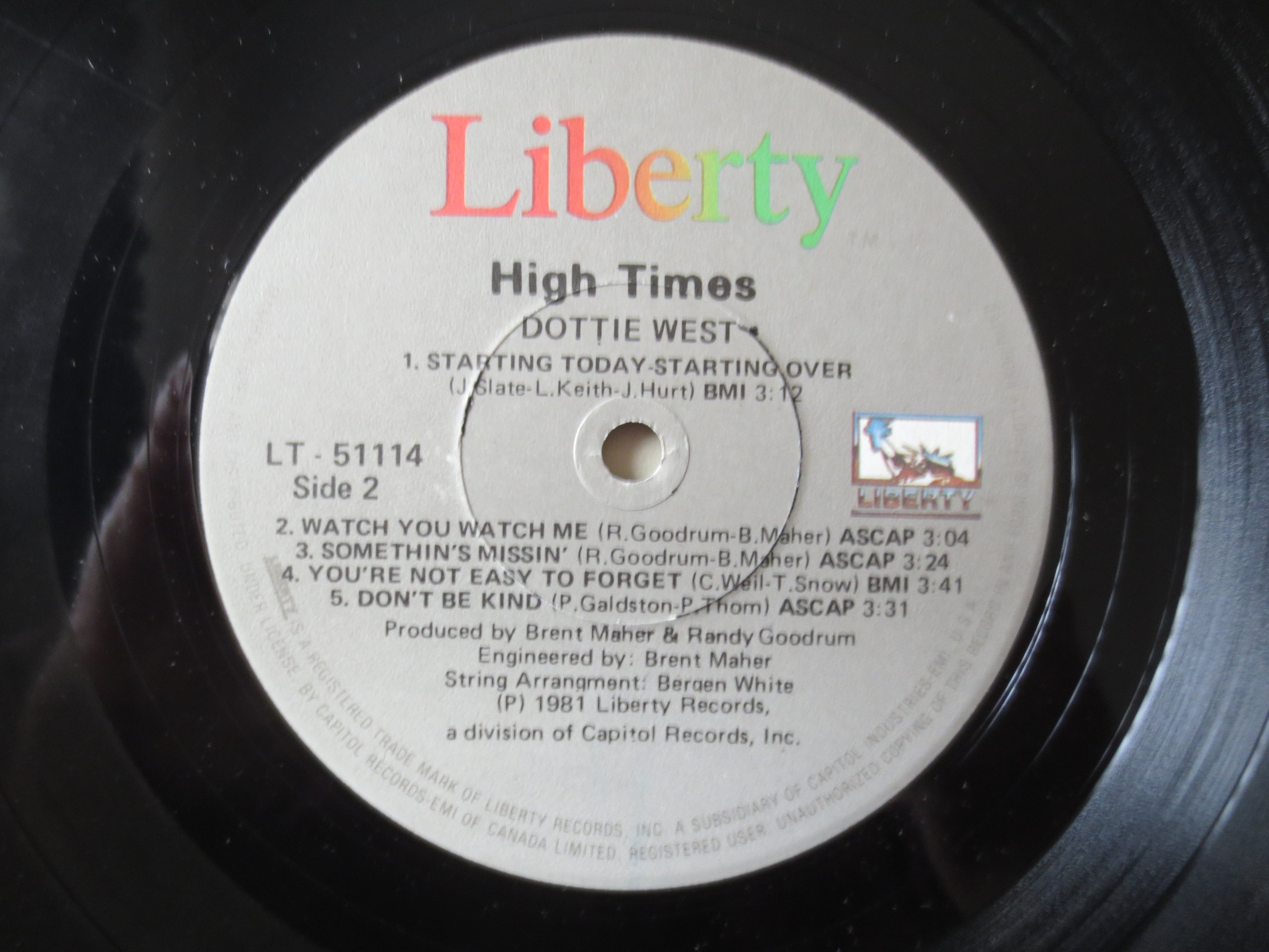 Dottie West – High Times (1981) Vinyl LP