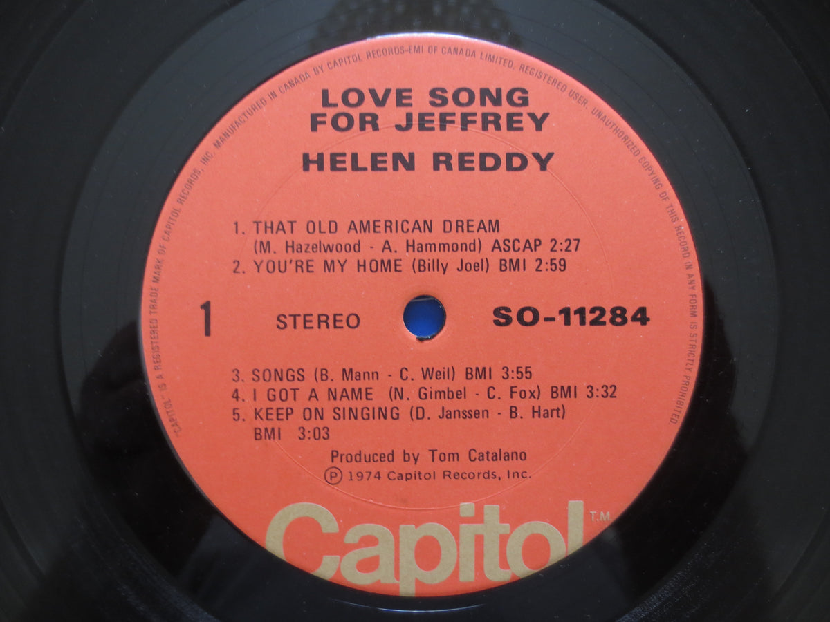 Helen Reddy – Love Song for Jeffrey (1974) Vinyl LP