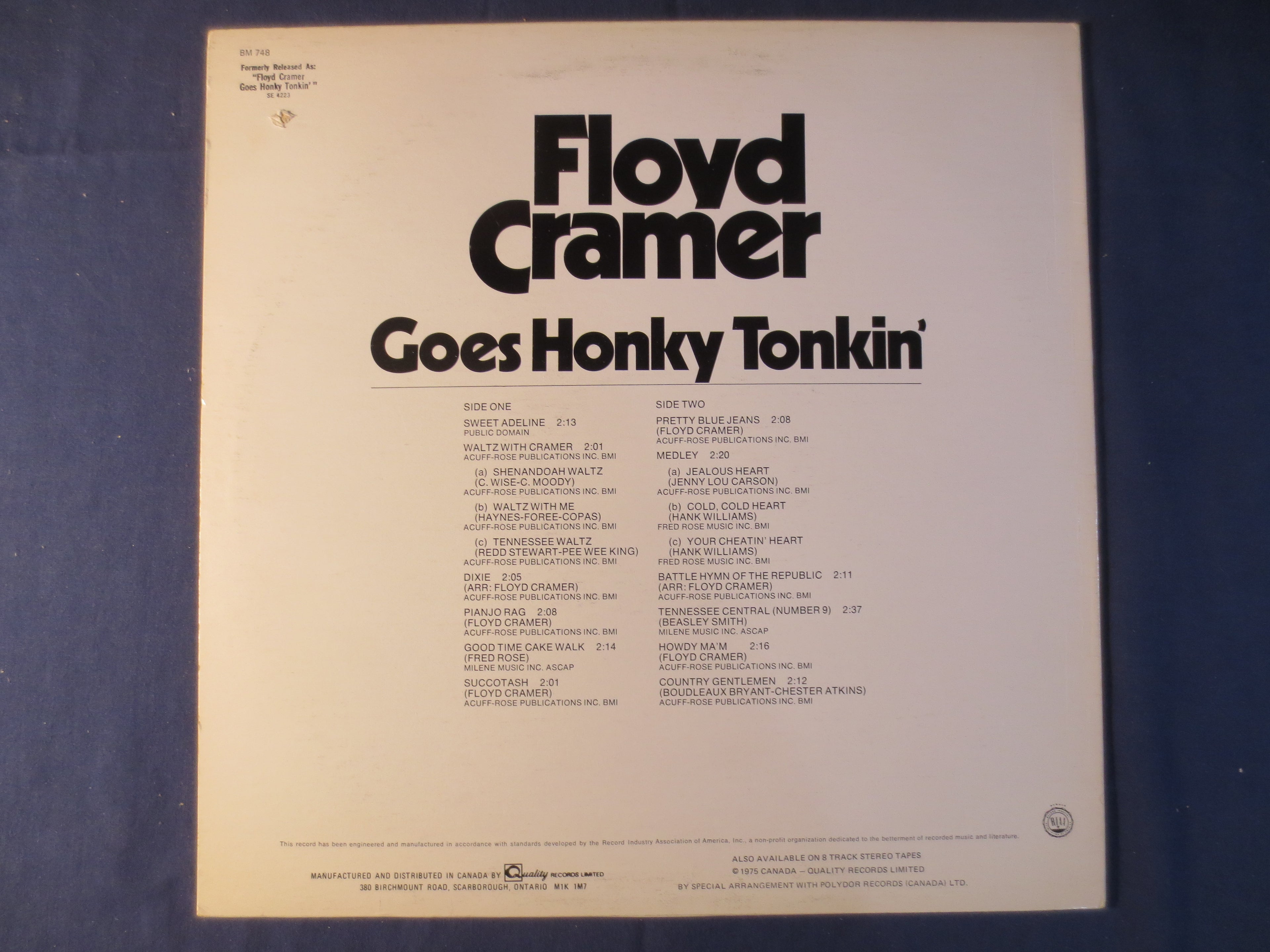 Floyd Cramer – Floyd Cramer Goes Honky Tonkin' (1975) Vinyl LP