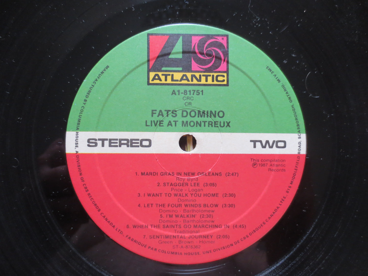 FATS DOMINO, LIVE at Montreux, Fats Domino Album, Fats Domino Vinyl, Fats Domino Lp, Vintage Vinyl, Lp, 1987 Records