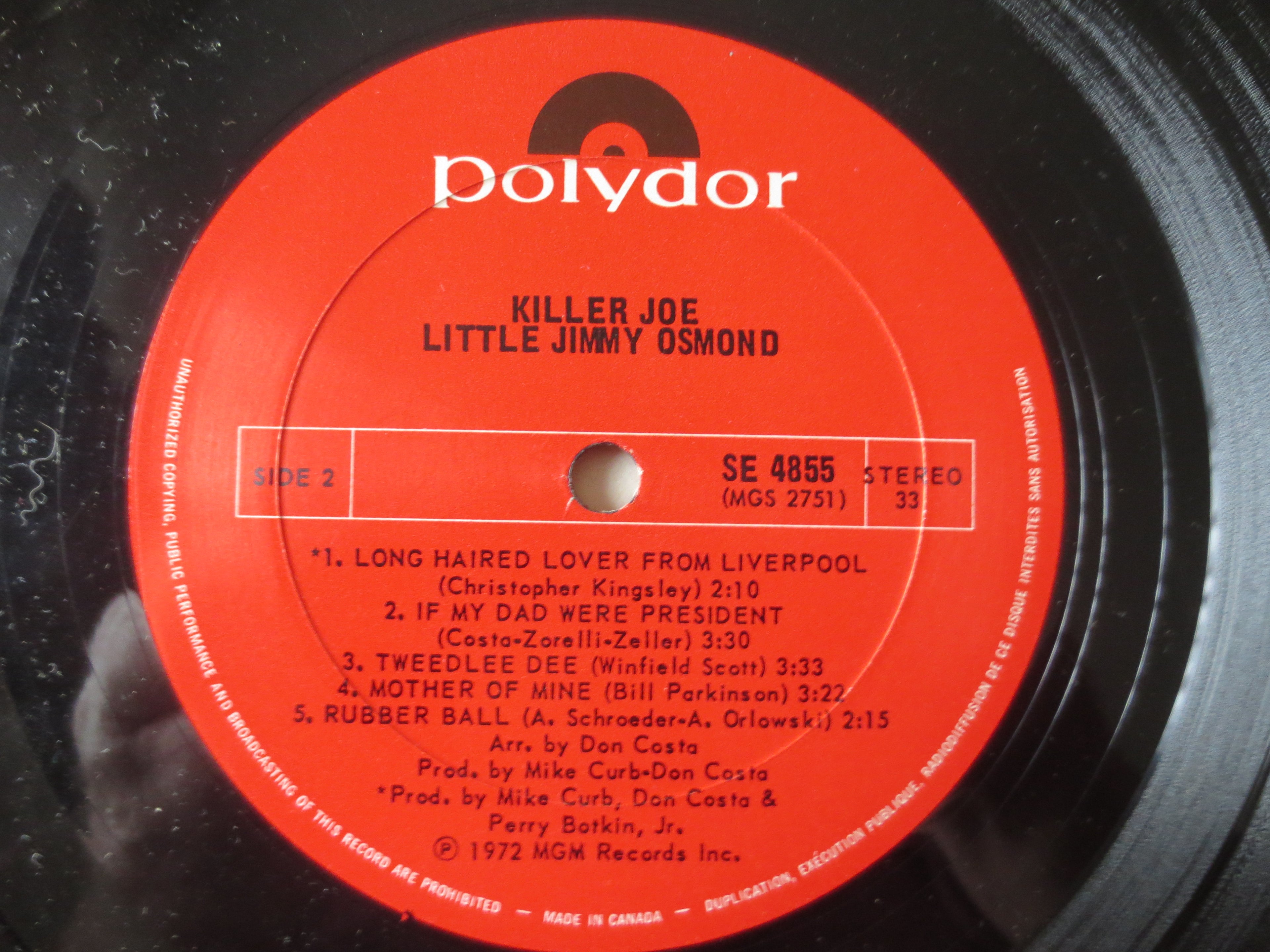 Jimmy Osmond – Killer Joe (1972) Vinyl LP