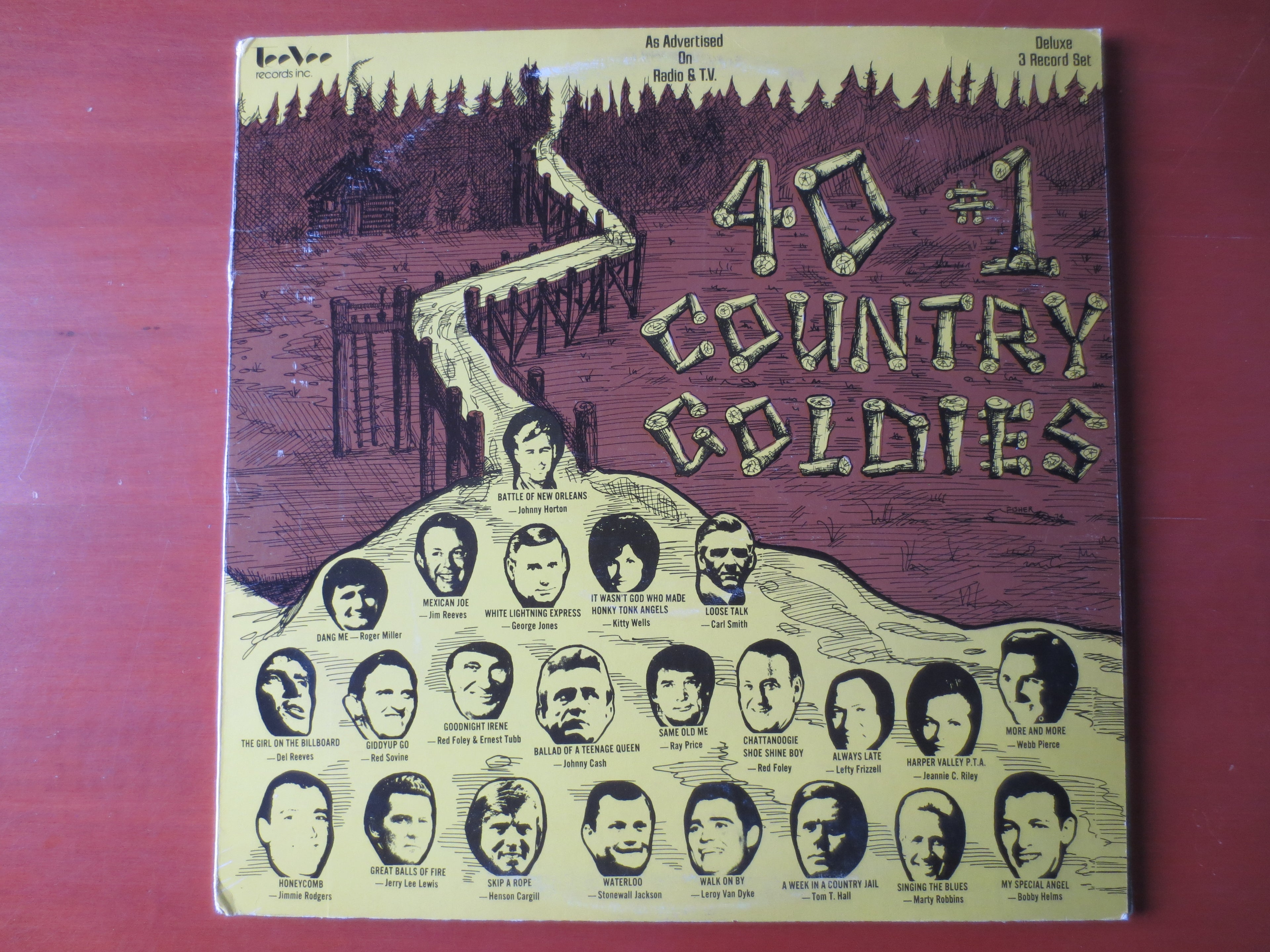 Various Artists – 40 #1 Country Goldies (Tee Vee 3-Record Set, 1975) Vinyl LP