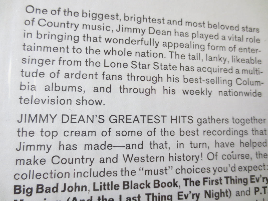 Jimmy Dean – Greatest Hits (1966) Vinyl LP