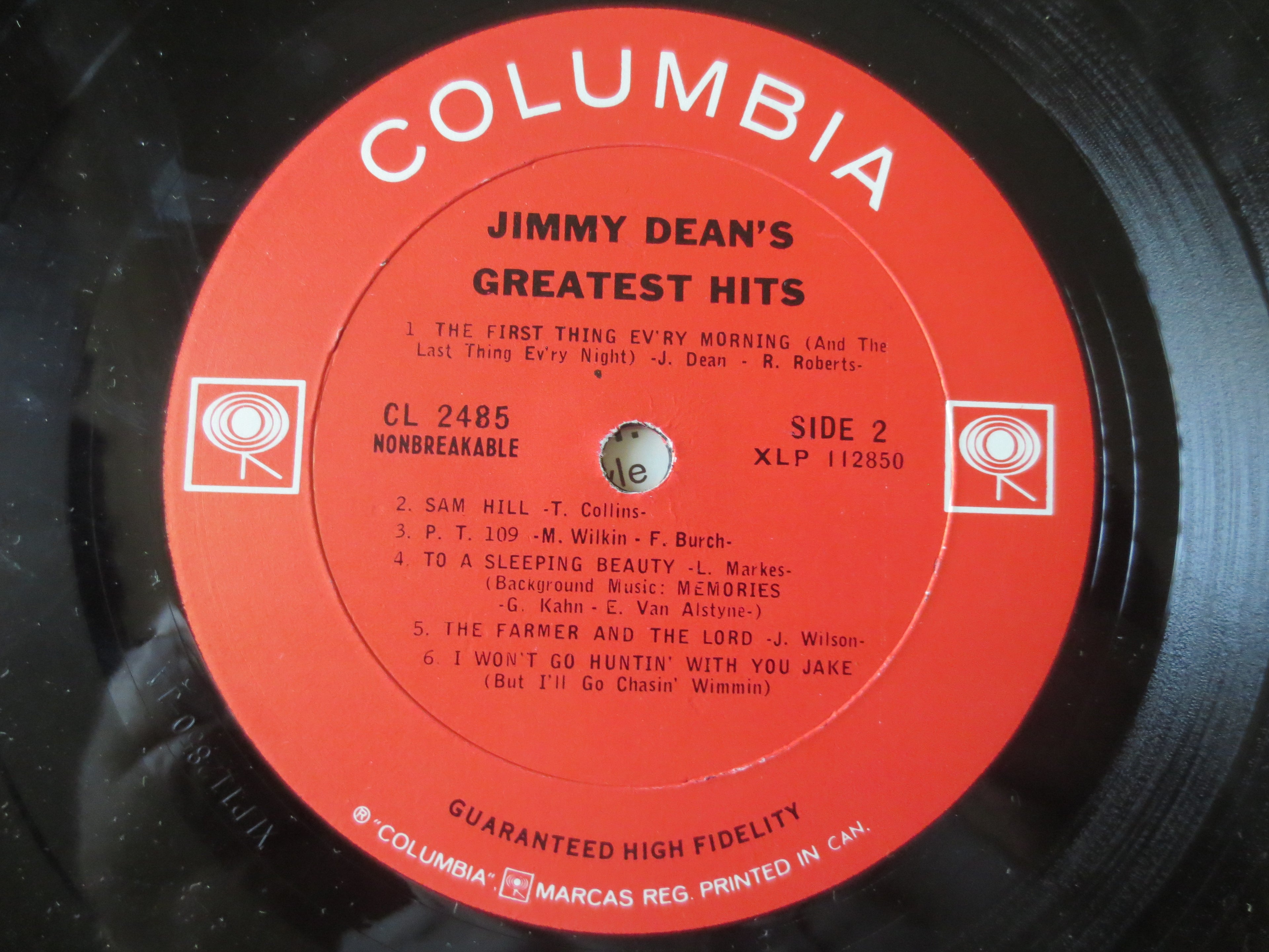 Jimmy Dean – Greatest Hits (1966) Vinyl LP