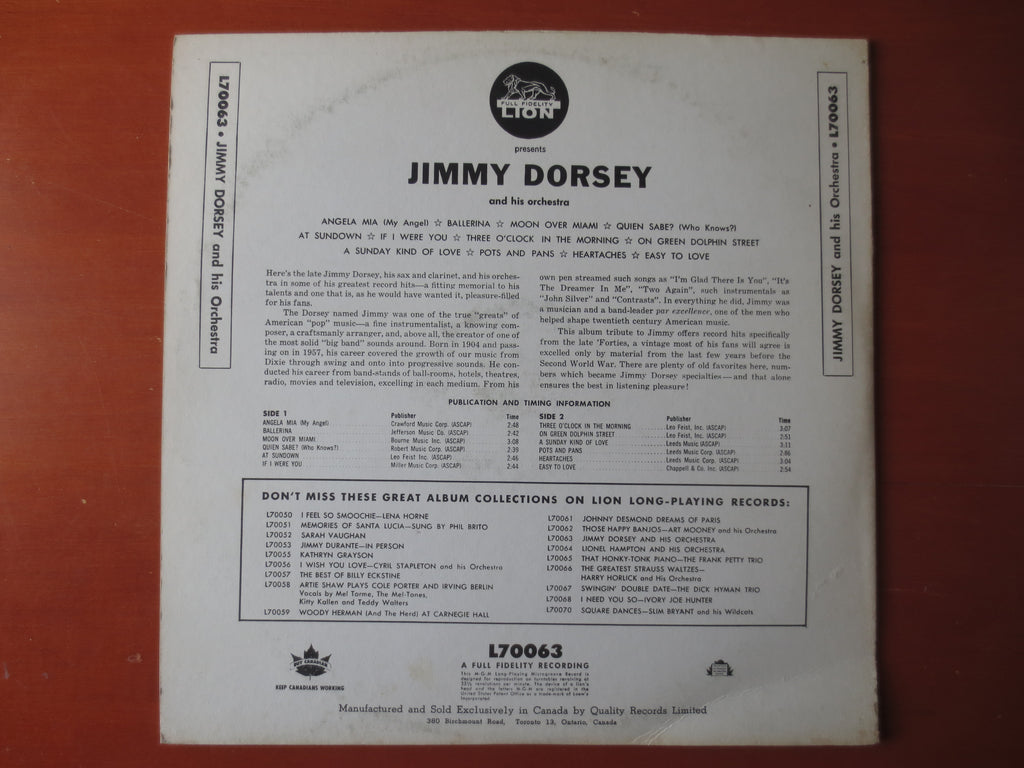 Jimmy Dorsey – Jimmy Dorsey (1958) Vinyl LP
