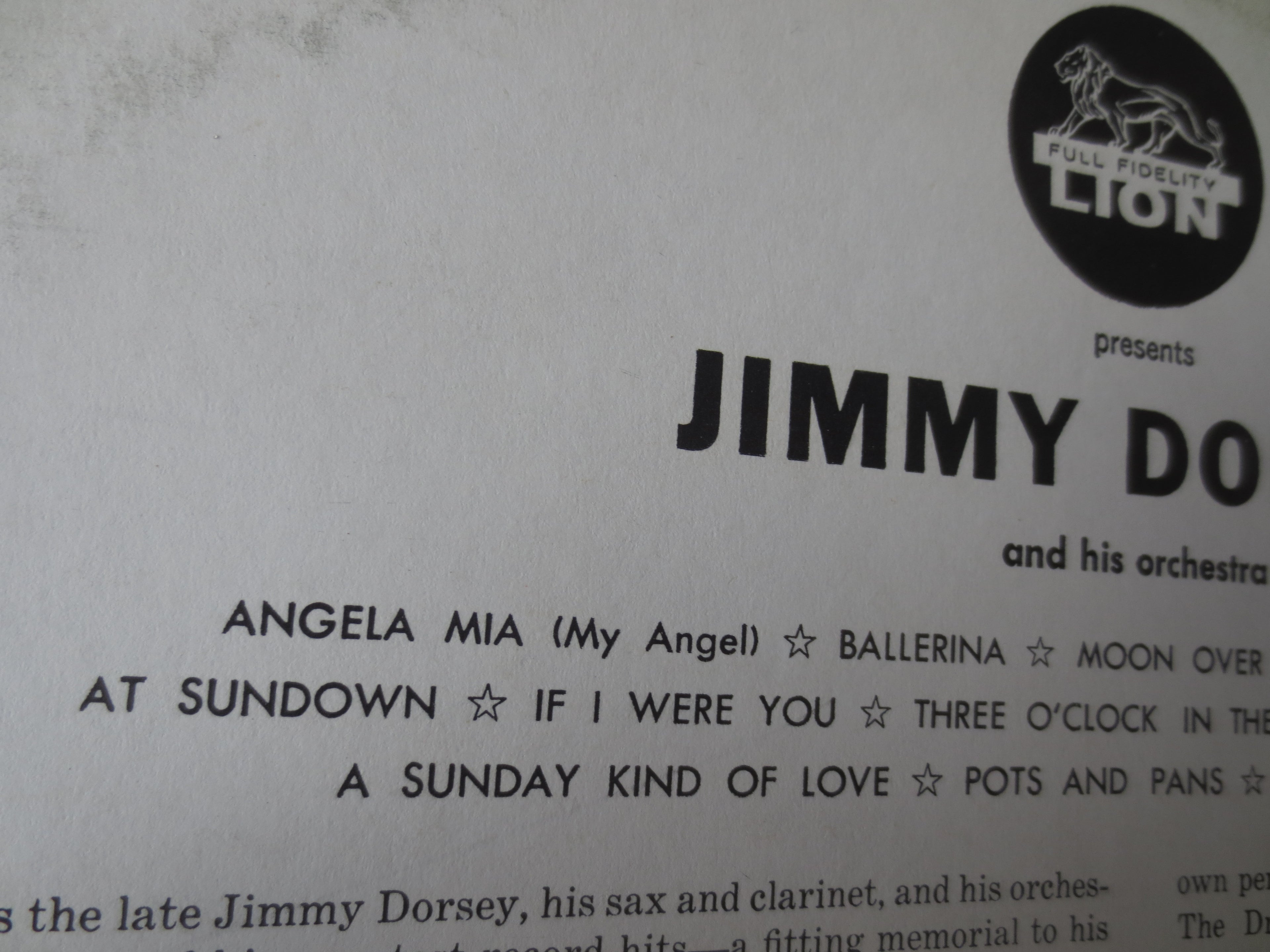 Jimmy Dorsey – Jimmy Dorsey (1958) Vinyl LP
