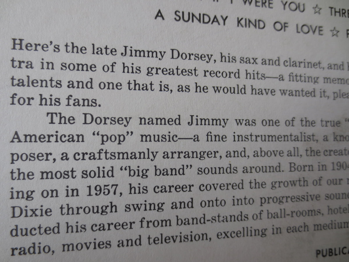 Jimmy Dorsey – Jimmy Dorsey (1958) Vinyl LP