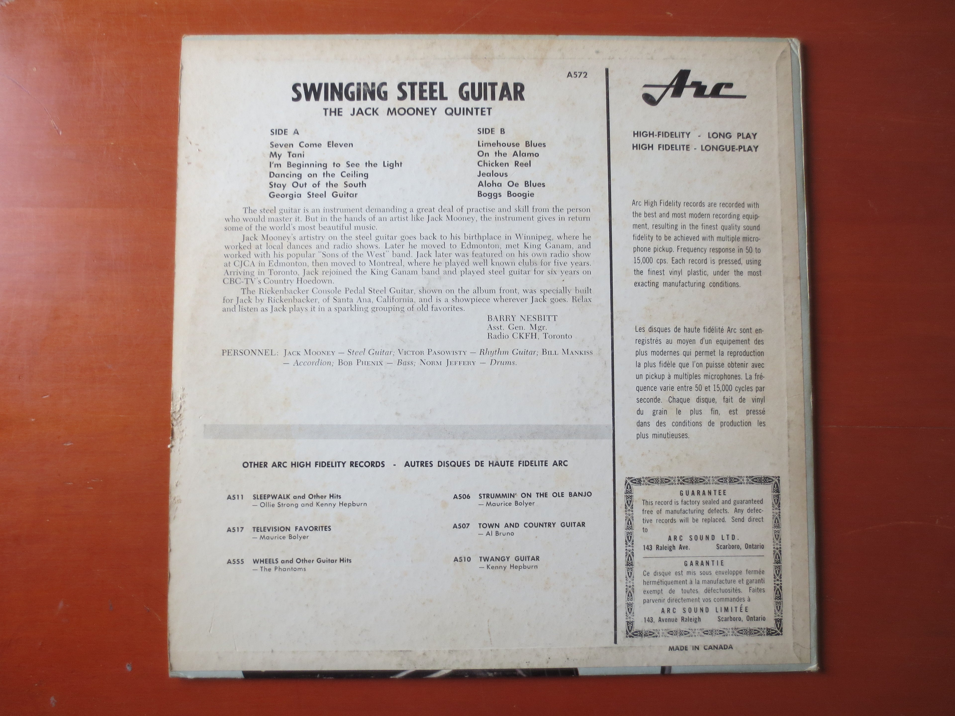 Jack Mooney – Swingin' Steel Guitar (1961) Vinyl LP