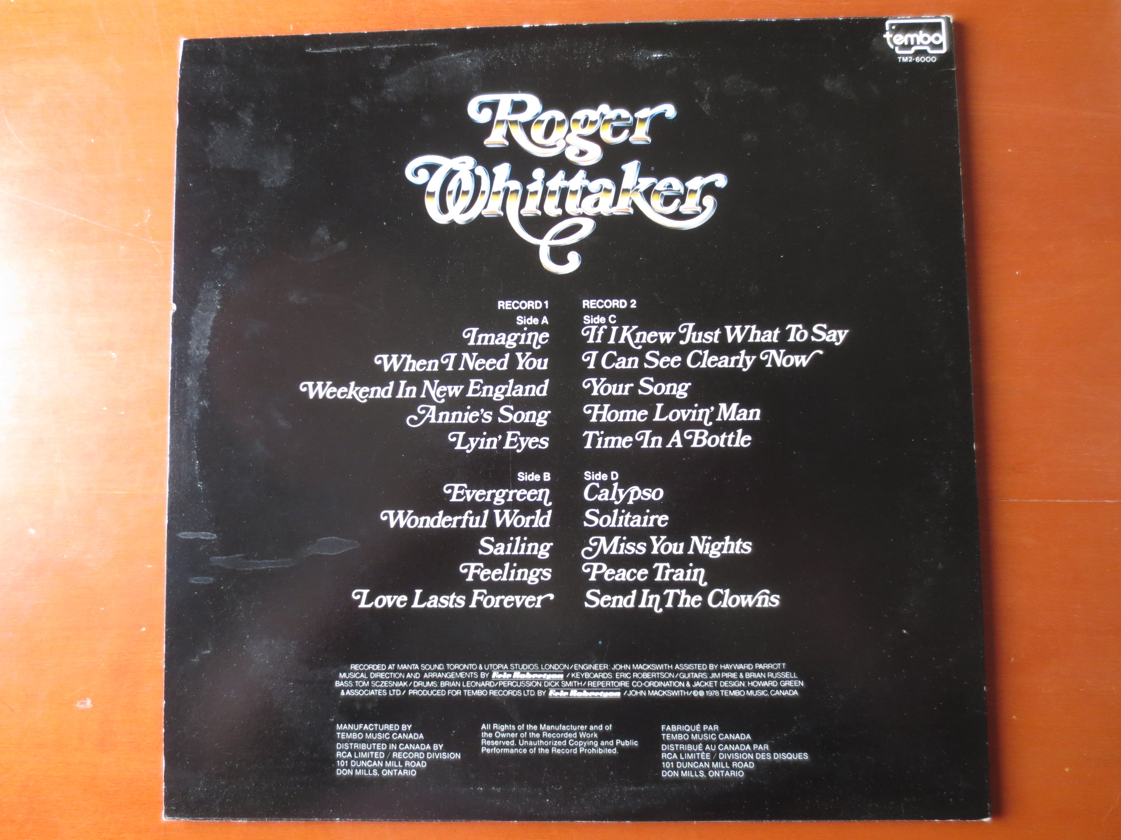 Roger Whittaker – Imagine (1978) Double Vinyl LP