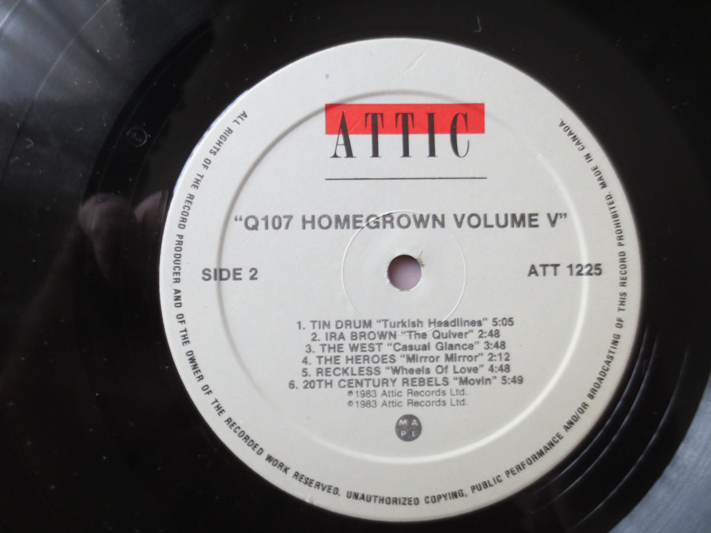 Q107 Radio, HOMEGROWN, RADIO Records, Honeymoon Suite Lp, Vintage Vinyl, The Voices Lp, Sylum Lps, The Heroes, 1983 Records