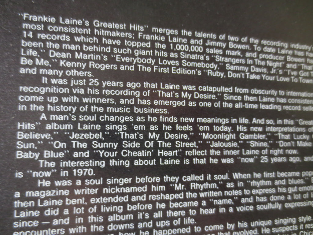 Frankie Laine – Greatest Hits (1970) Vinyl LP