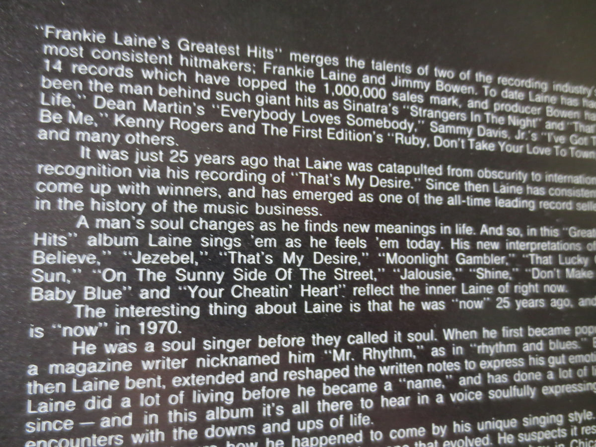 Frankie Laine – Greatest Hits (1970) Vinyl LP