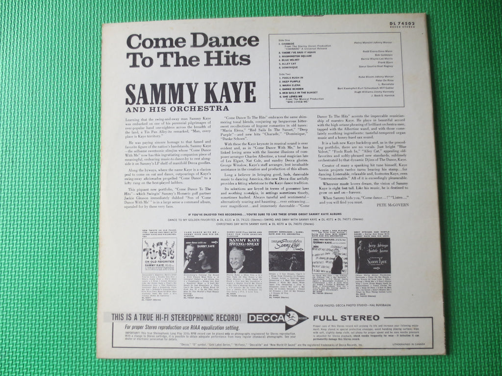 Sammy Kaye – Come Dance With the Hits (1964) Vinyl LP