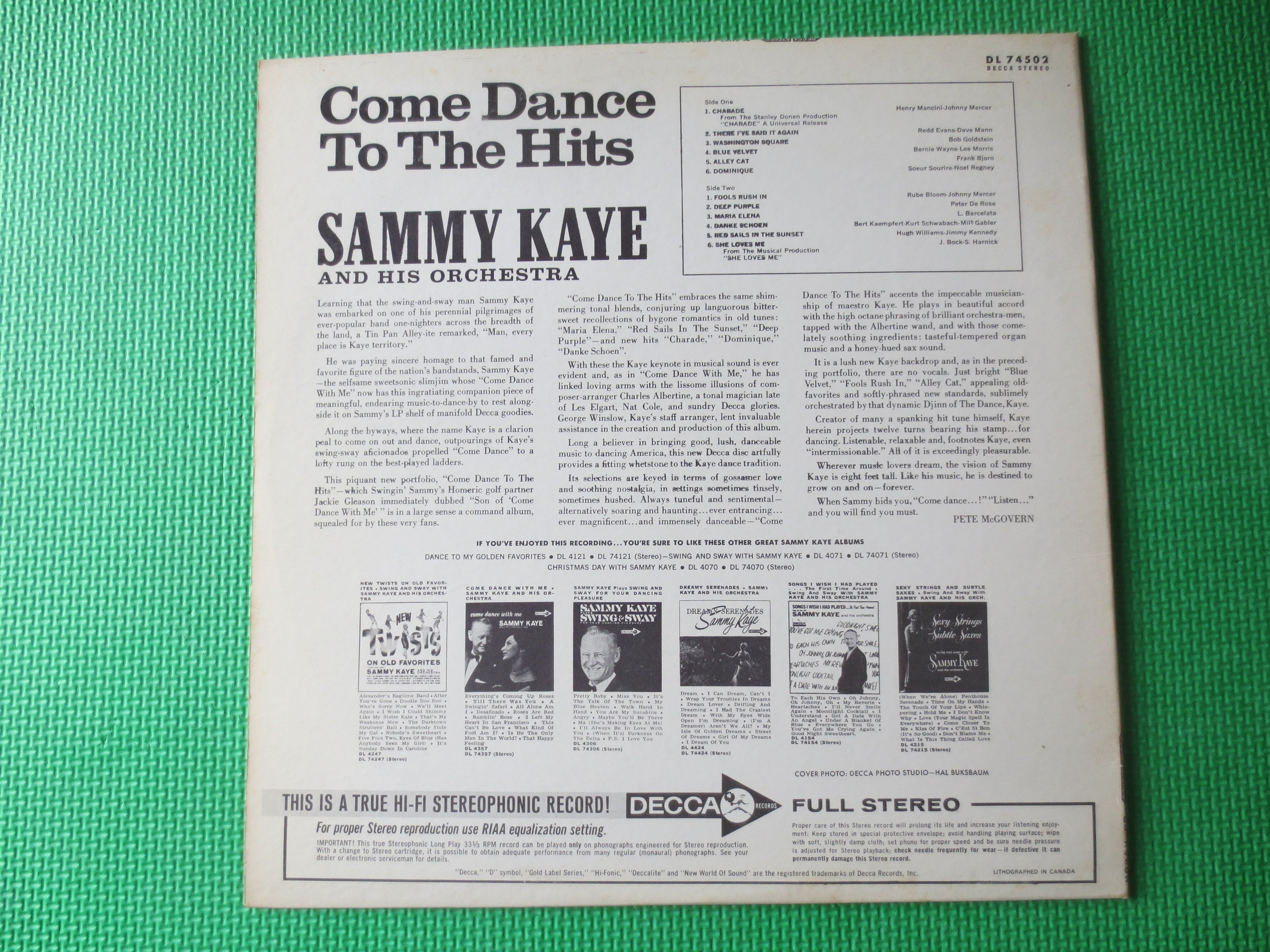 Sammy Kaye – Come Dance With the Hits (1964) Vinyl LP