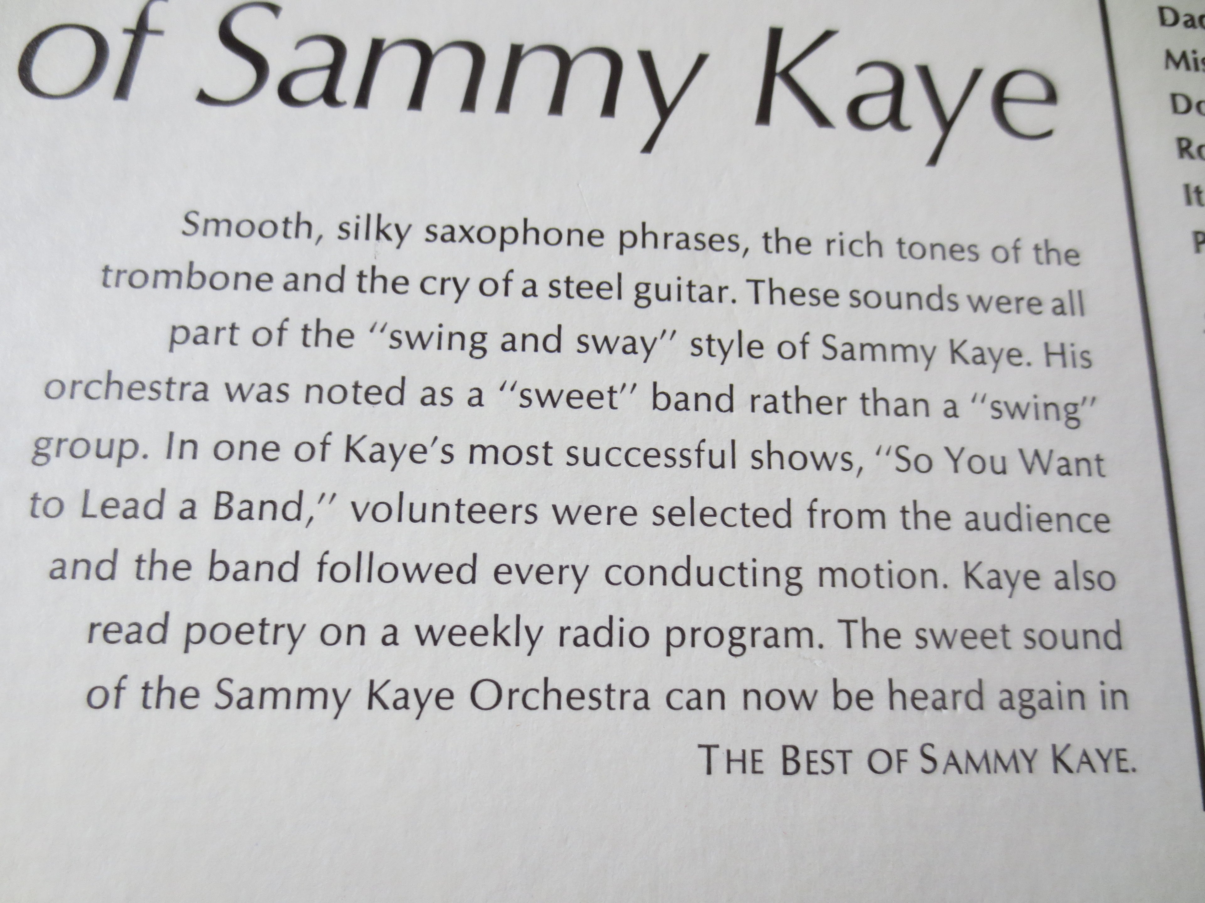 Sammy Kaye – The Best of Sammy Kaye (1968) Vinyl LP