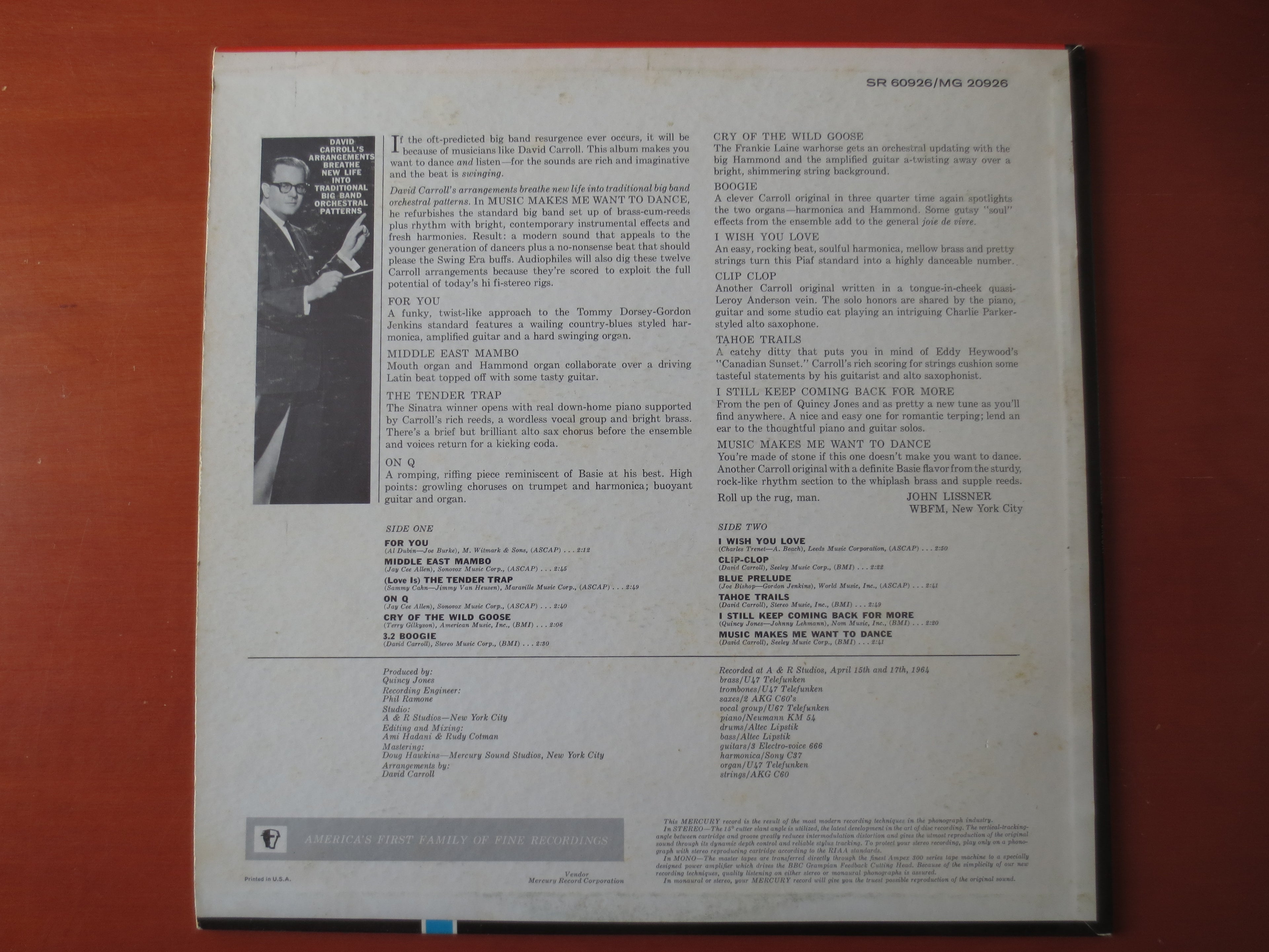David Carroll and His Orchestra (1964) Vinyl LP
