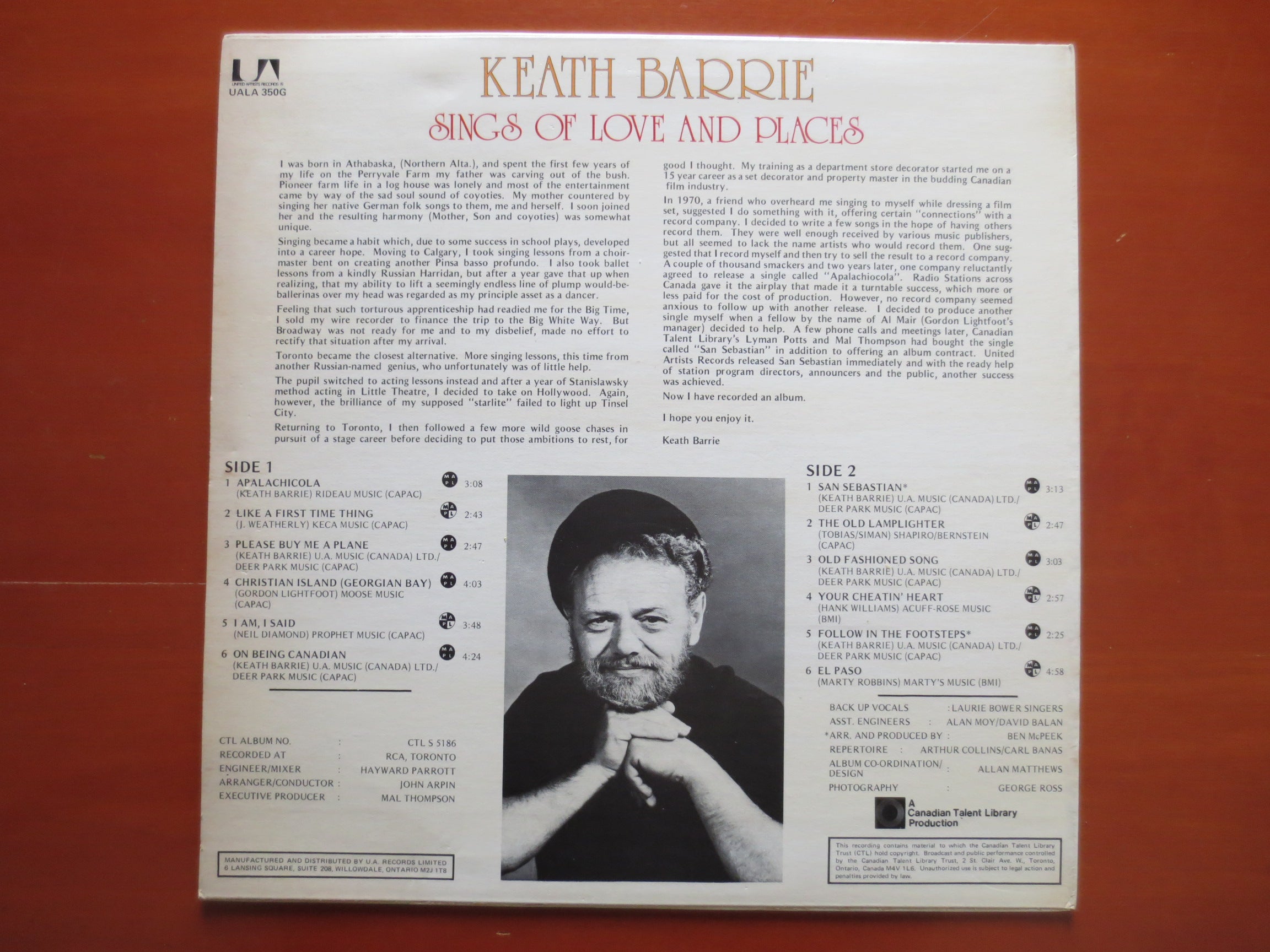 Keath Barrie – Sings of Love and Places (1974) Vinyl LP