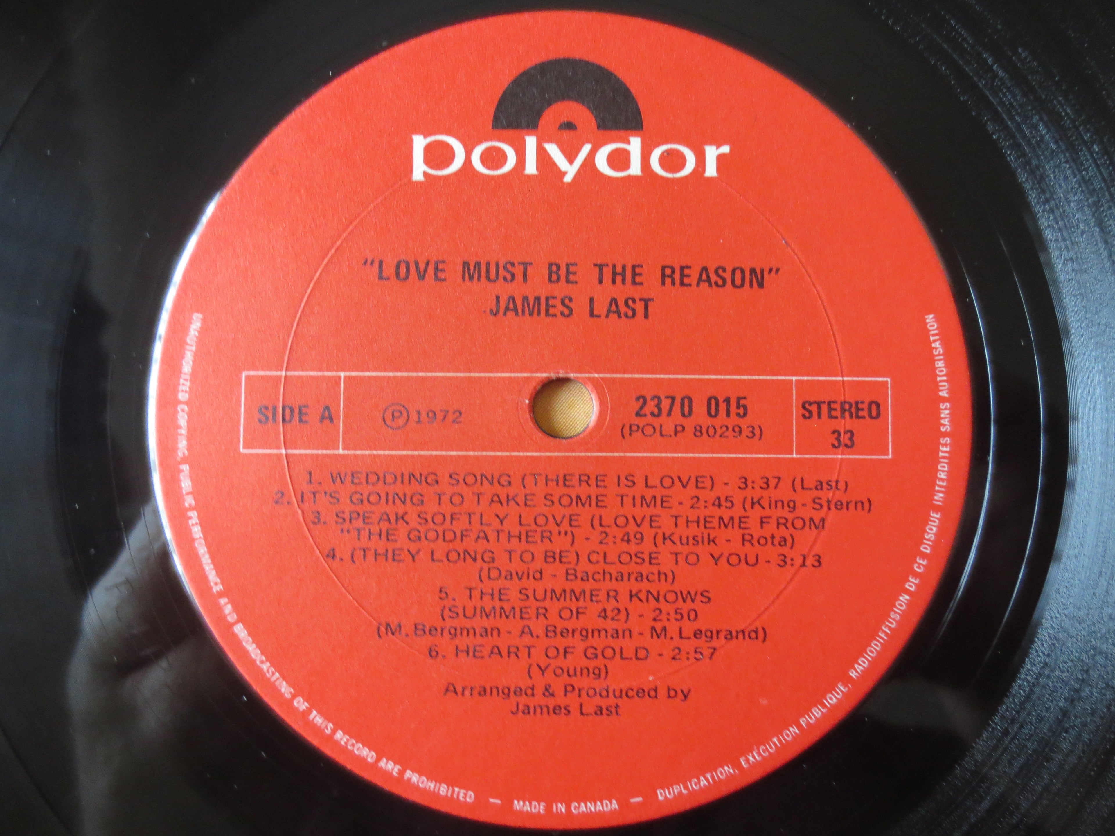 James Last – Love Must Be the Reason (1972) Vinyl LP