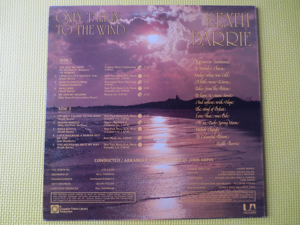 Keath Barrie – Only Talkin' to the Wind (1975) Vinyl LP