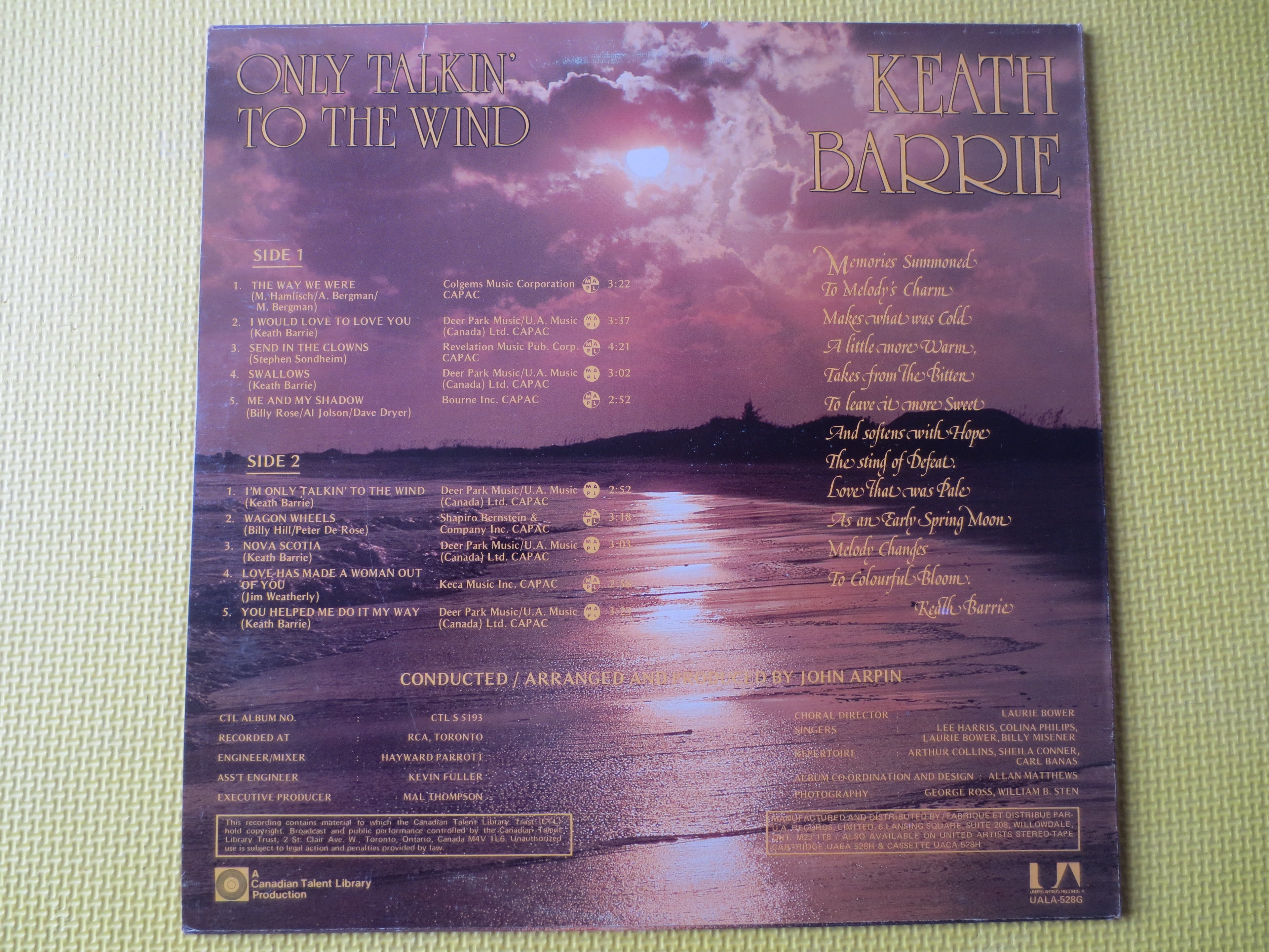 Keath Barrie – Only Talkin' to the Wind (1975) Vinyl LP