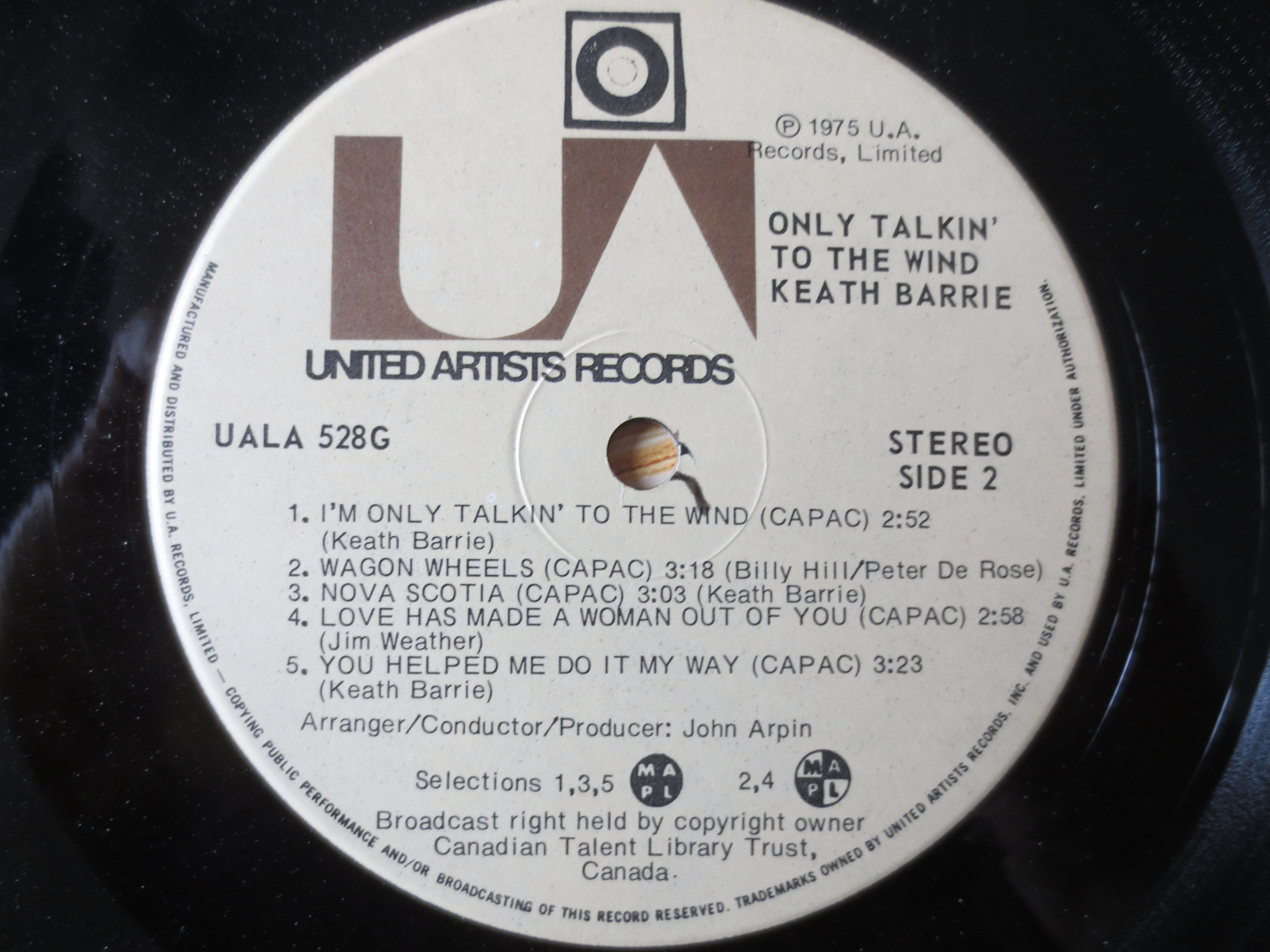 Keath Barrie – Only Talkin' to the Wind (1975) Vinyl LP