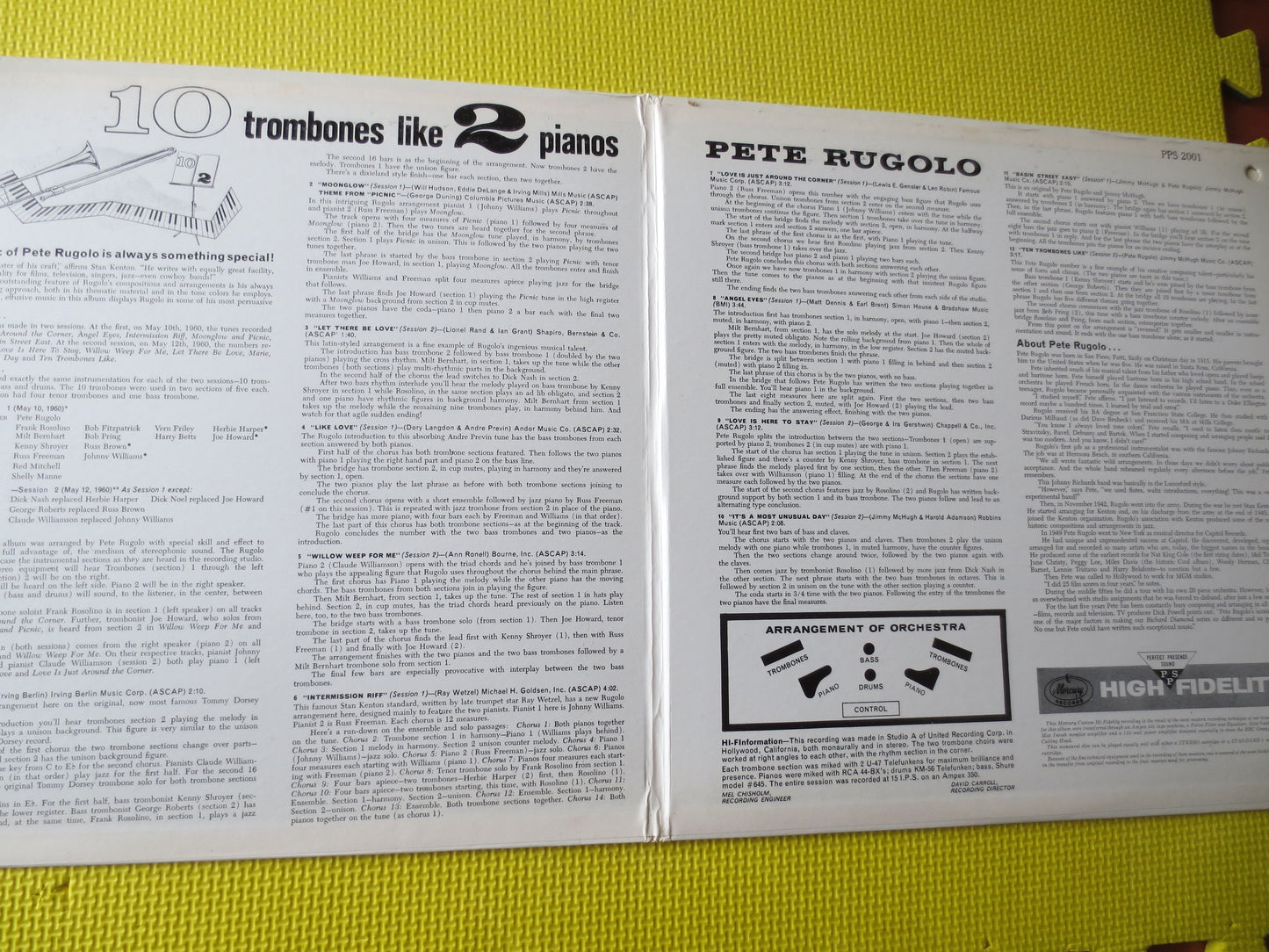PETE RUGOLO, 10 TROMBONES, 2 Pianos, Jazz Record, Jazz Album, Vinyl Lp, Pete Rugolo Record, Pete Rugolo lps, 1974 Records