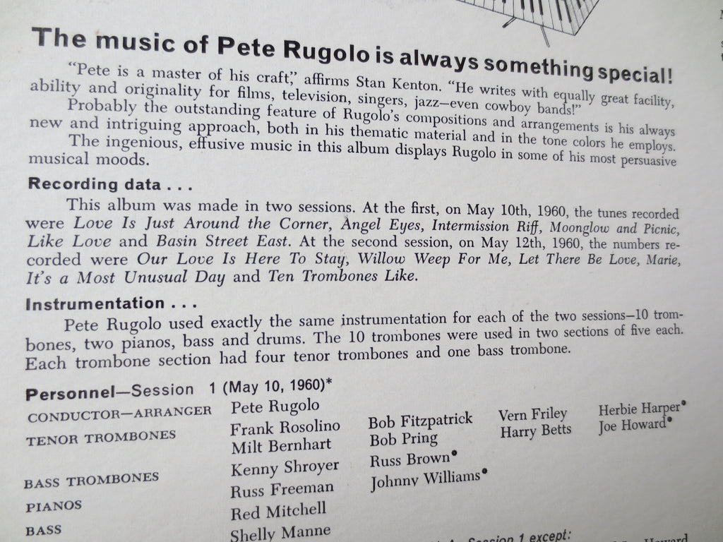 Pete Rugolo & His Orchestra – 10 Trombones Like 2 Pianos (1961) Vinyl LP