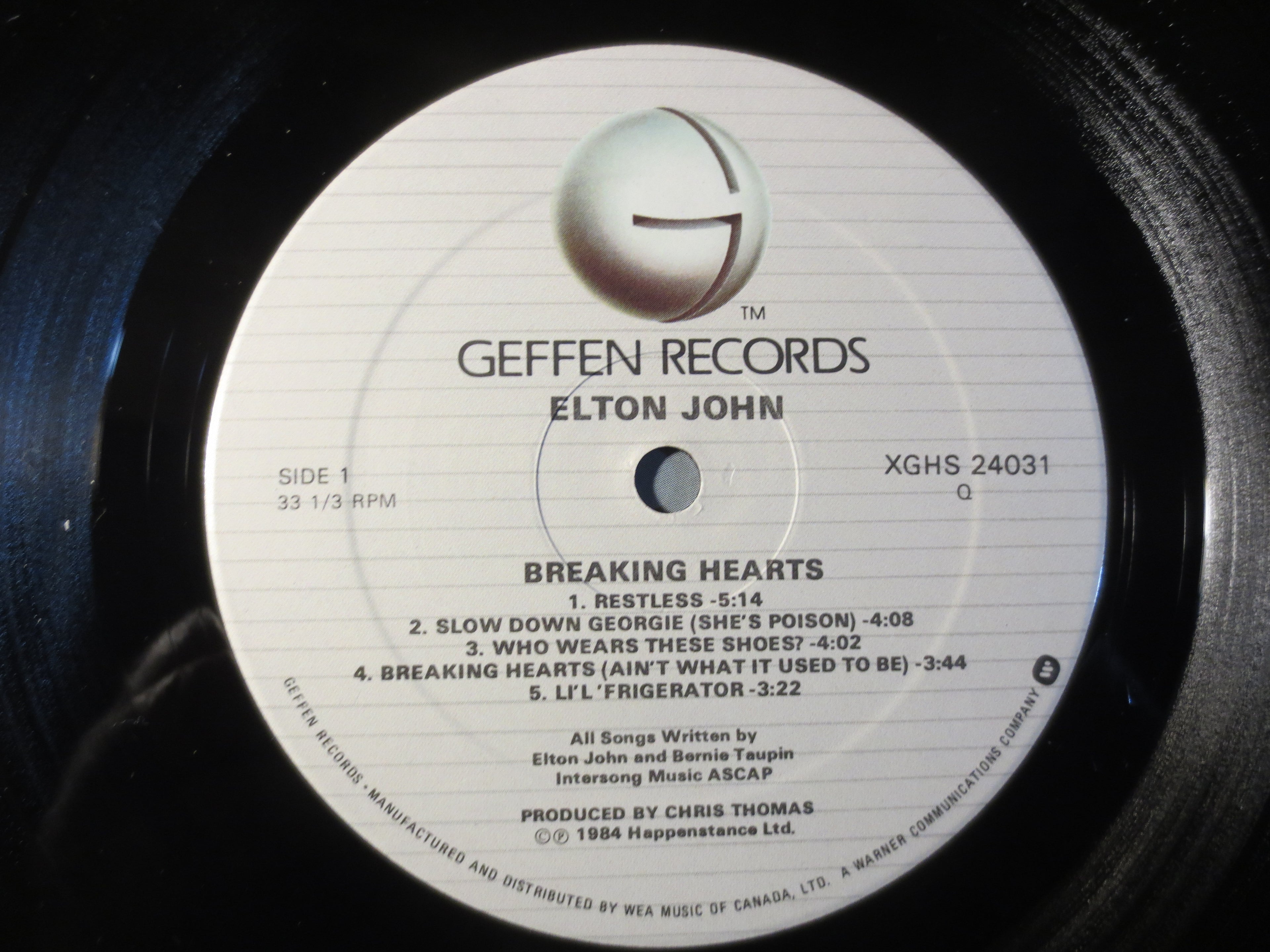 Elton John – Breaking Hearts (1984) Vinyl LP