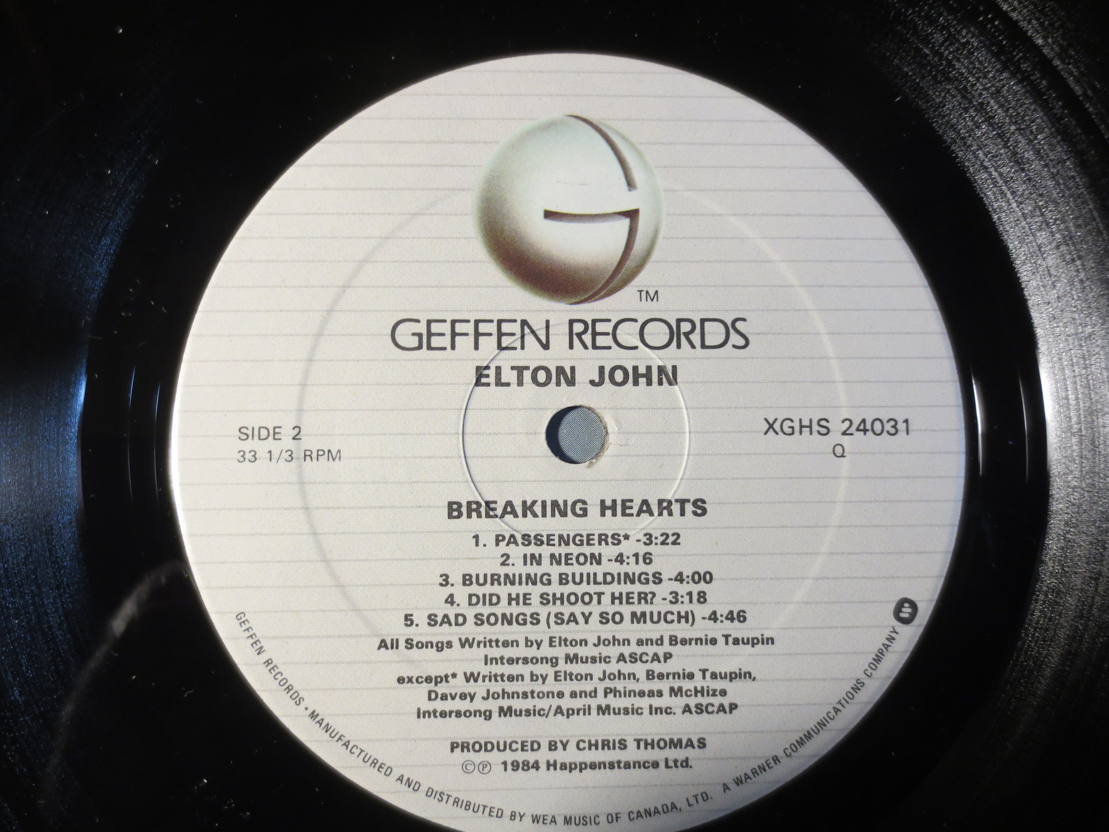 Elton John – Breaking Hearts (1984) Vinyl LP