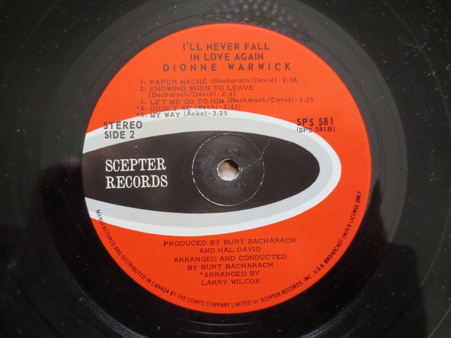 DIONNE WARWICKE, I'll Never Fall in LOVE Again, Vintage Vinyl, Vinyl Lp, Record, Vinyl Album, Vinyl Record, 1970 Records
