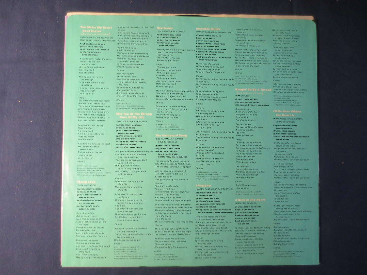 KIM CARNES, Cafe RACERS, Vintage Vinyl, Record Vinyl, Record, Vinyl Record, Vinyl Album, Kim Carnes Album, Lp, 1983 Records