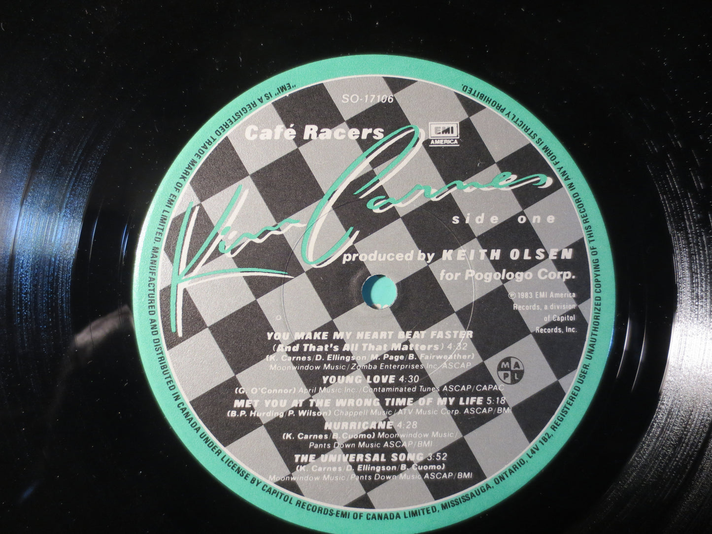KIM CARNES, Cafe RACERS, Vintage Vinyl, Record Vinyl, Record, Vinyl Record, Vinyl Album, Kim Carnes Album, Lp, 1983 Records
