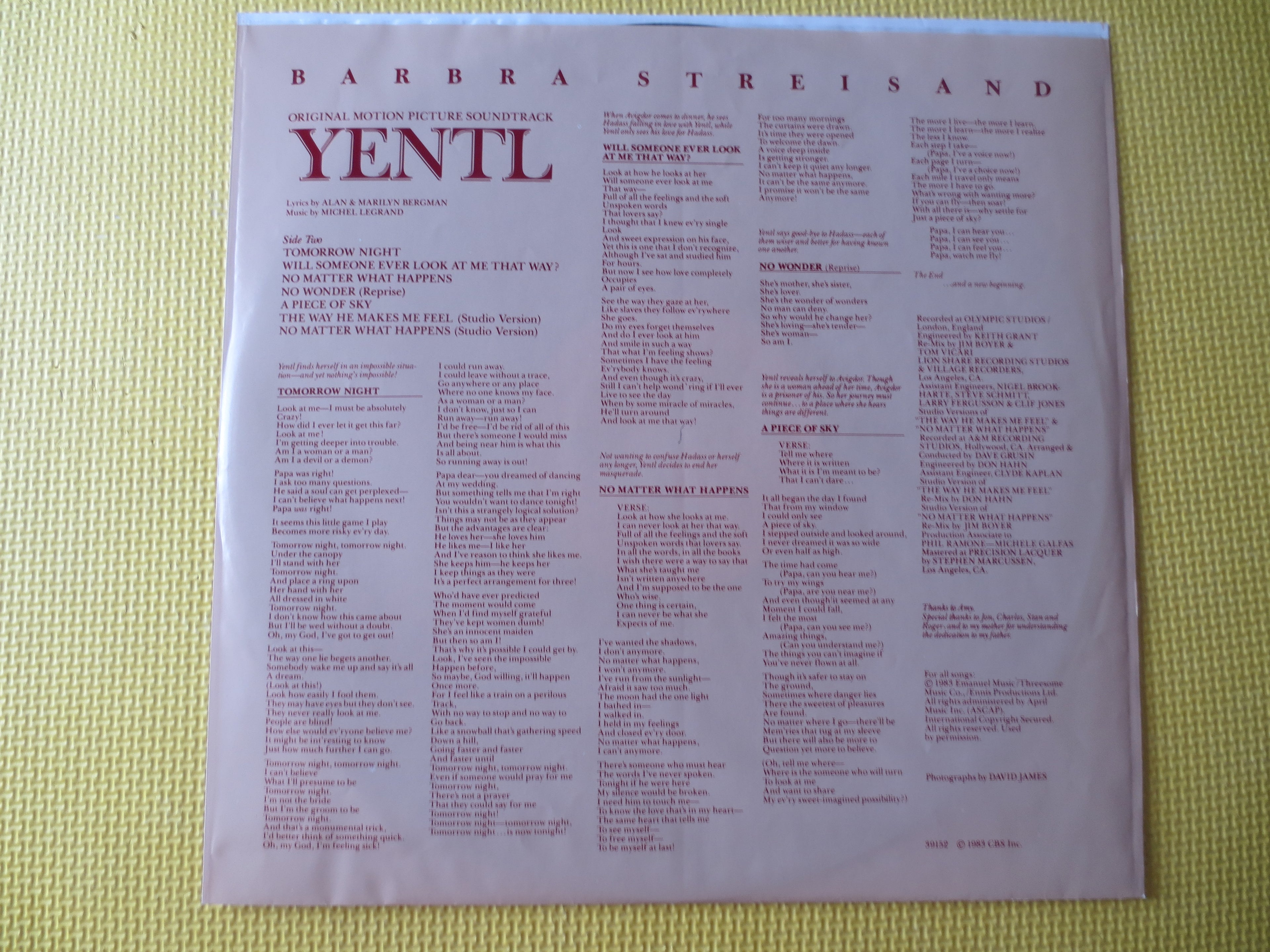 Barbra Streisand – Yentl (1983) Vinyl LP