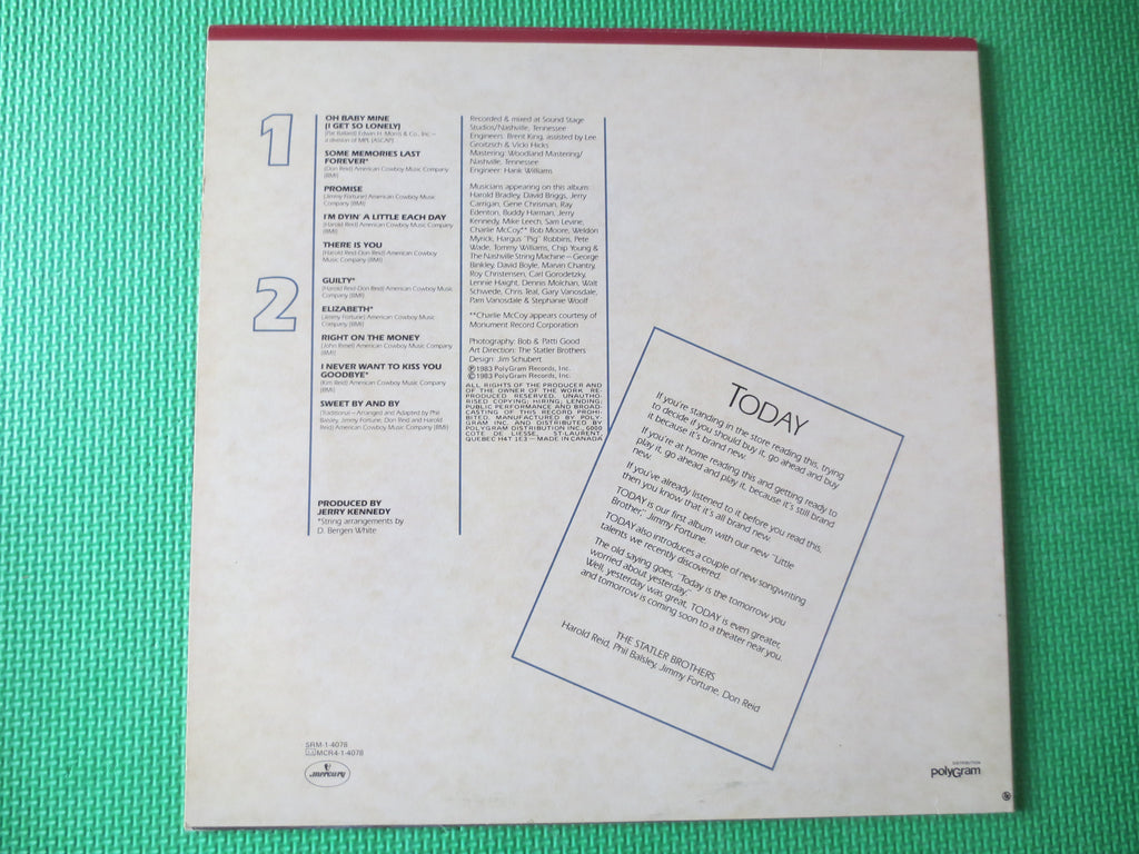 The Statler Brothers – Today (1982) Vinyl LP