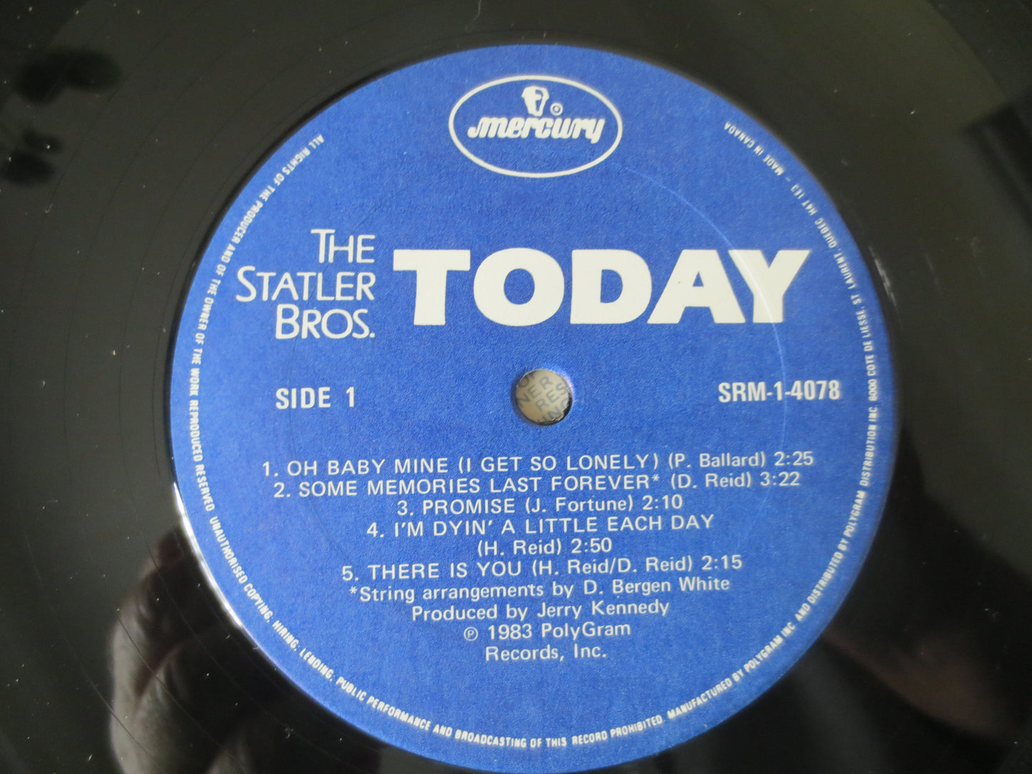 The STATLER BROTHERS, TODAY, Statler Brothers lps, Vintage Vinyl, Record Vinyl, Country Records, Country lps, 1983 Records