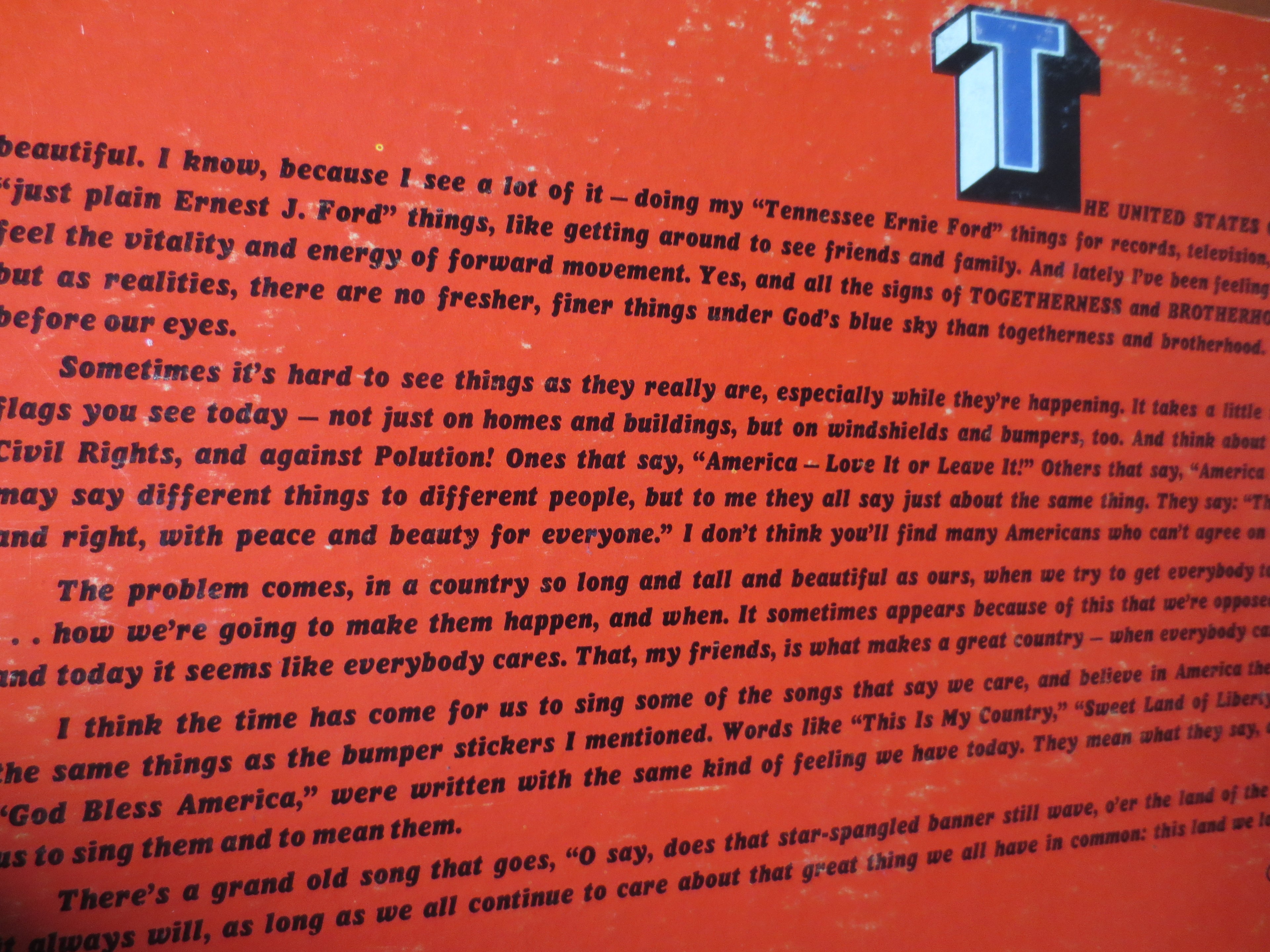 Tennessee Ernie Ford – America the Beautiful (1970) Vinyl LP