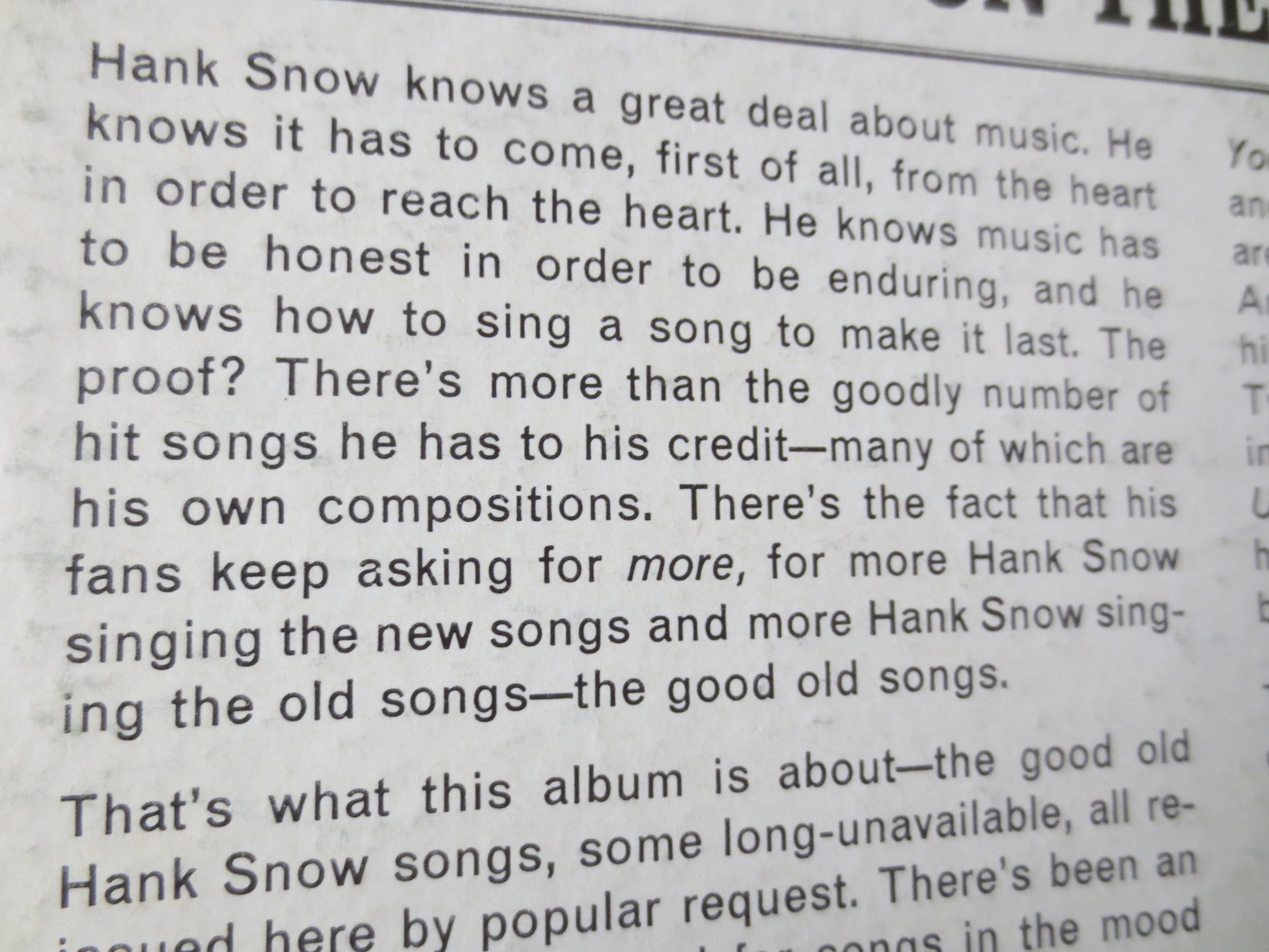 Hank Snow – The Highest Bidder (1965) Vinyl LP