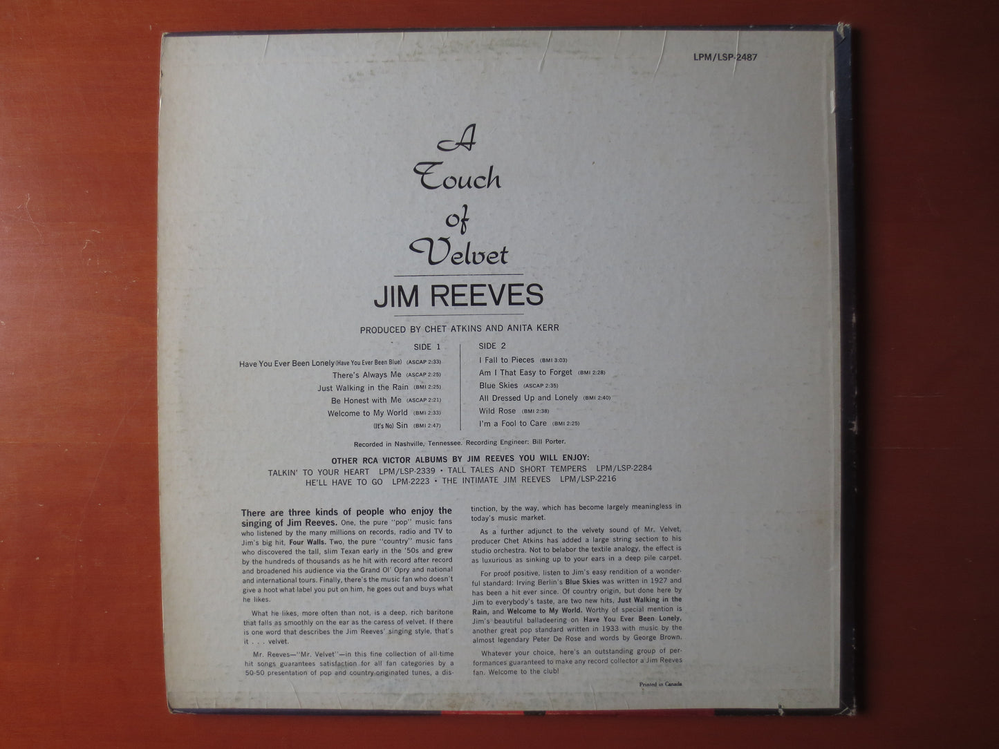 JIM REEVES, A TOUCH of Velvet, Jim Reeves Albums, Jim Reeves Records, Country Albums, Country Records, Vinyl, 1964 Records